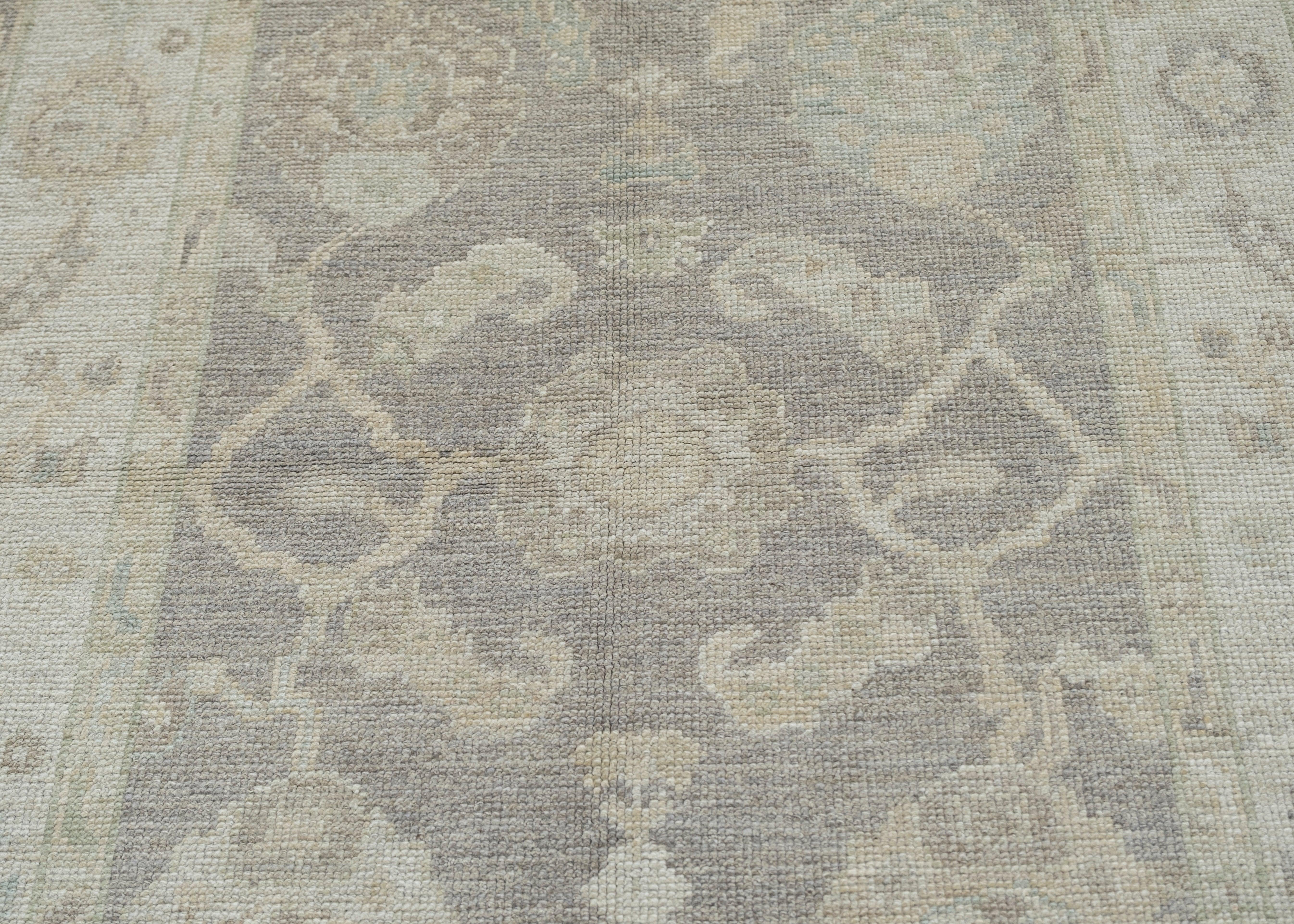 Hand-Knotted Turkish Oushak Rug Oriental Handmade 4' x 6'4