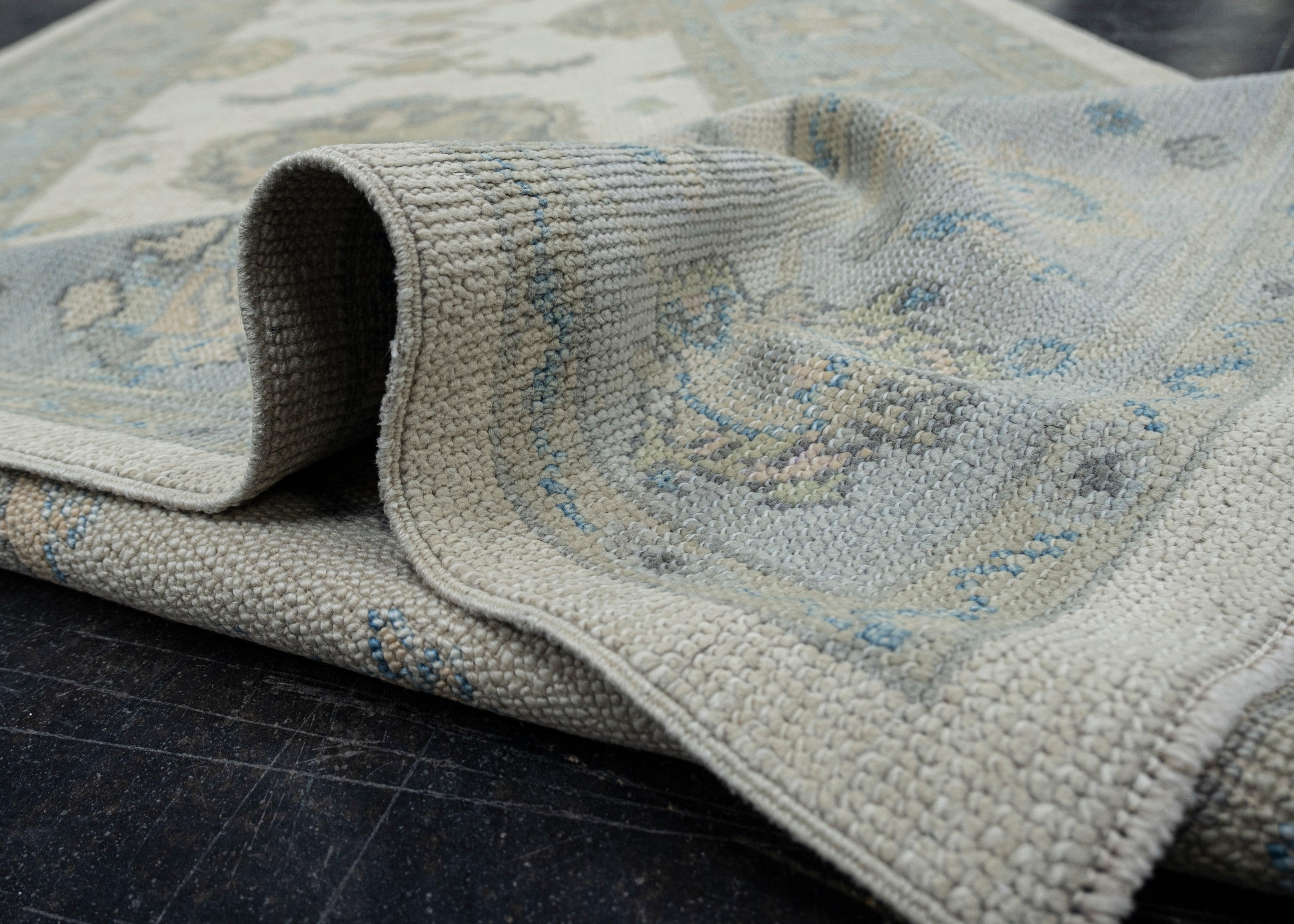 Türkischer Oushak-Teppich Orientalisch Handgefertigt 4' x 9'11
