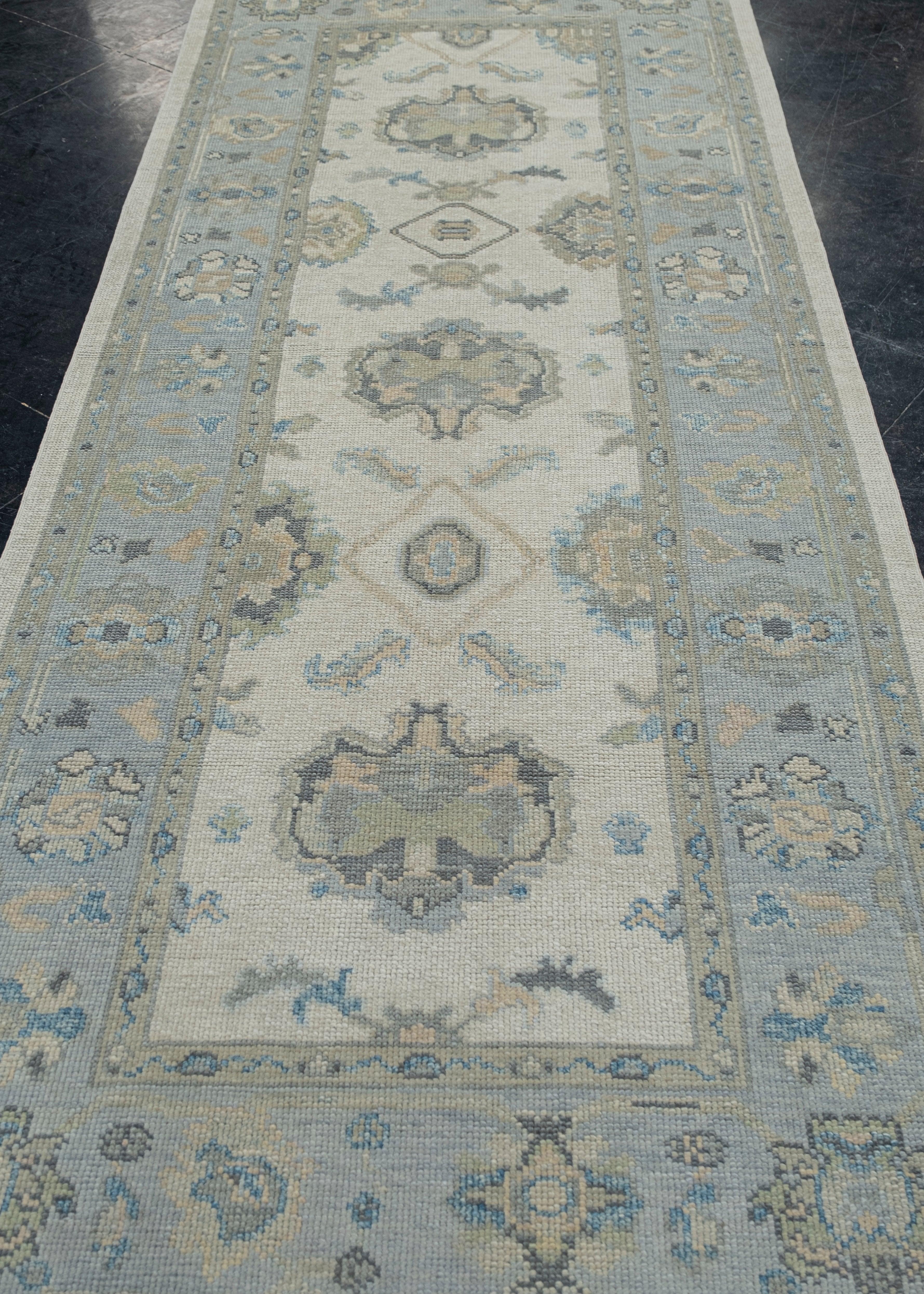 Türkischer Oushak-Teppich Orientalisch Handgefertigt 4' x 9'11