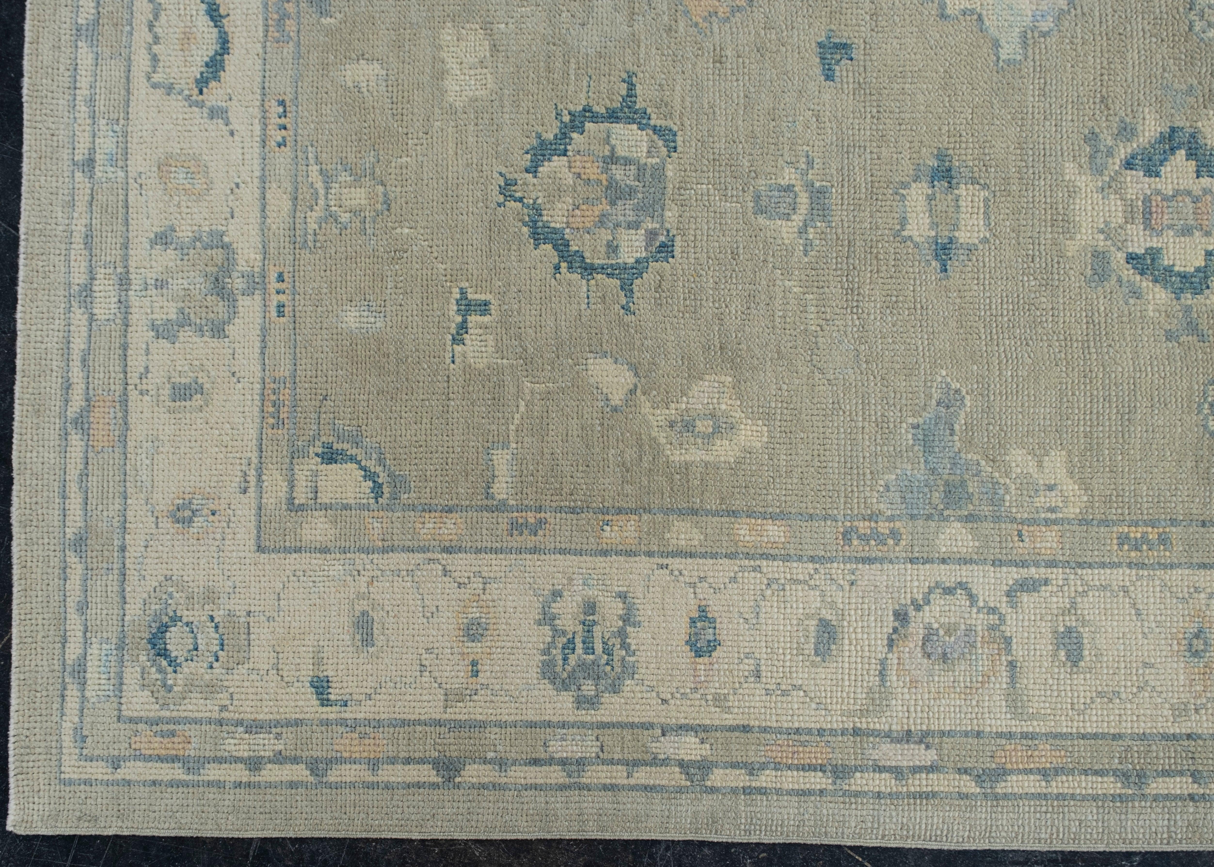 Hand-Knotted Turkish Oushak Rug Oriental Handmade 4'1
