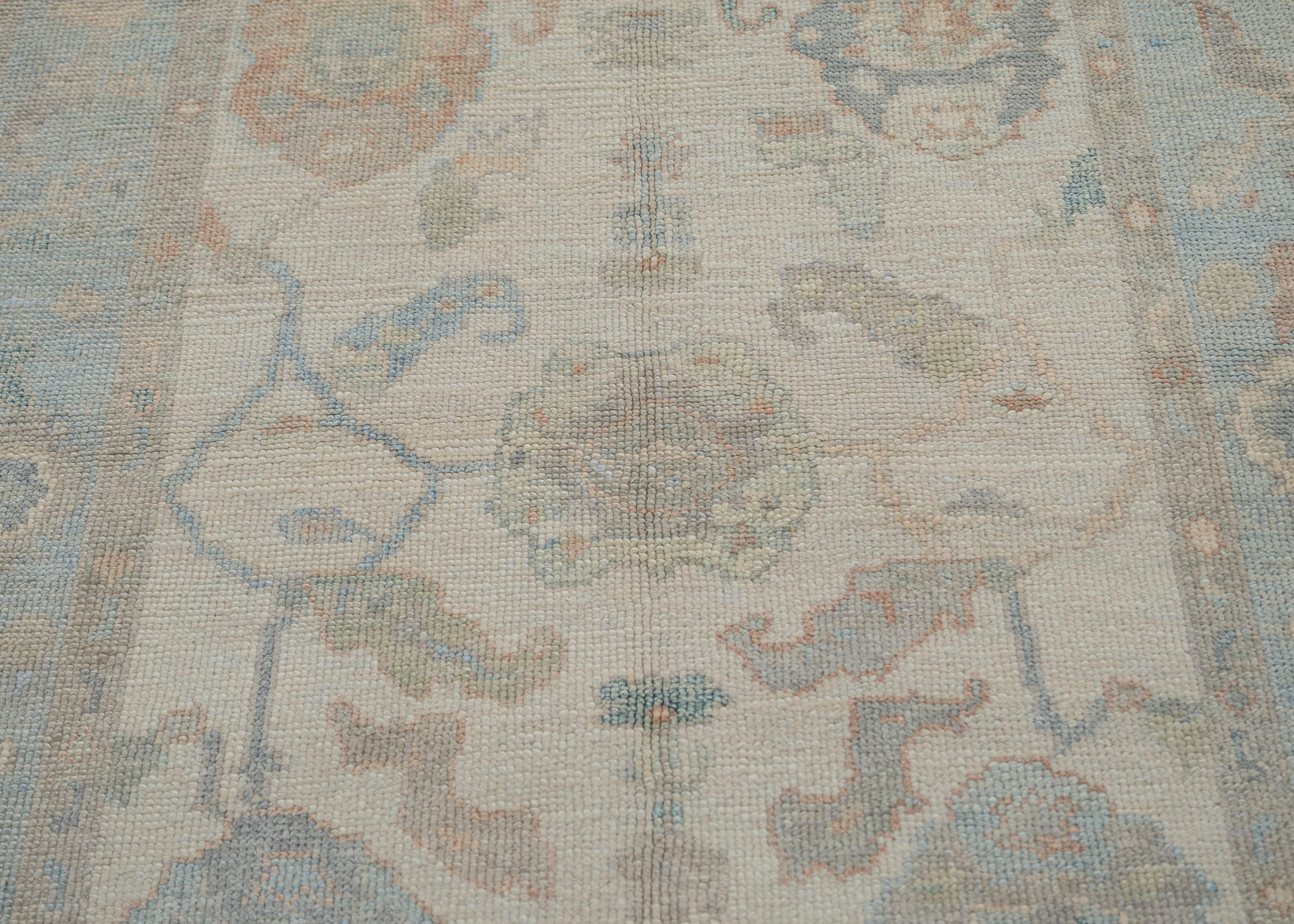 Hand-Knotted Turkish Oushak Rug Oriental Handmade 4'1