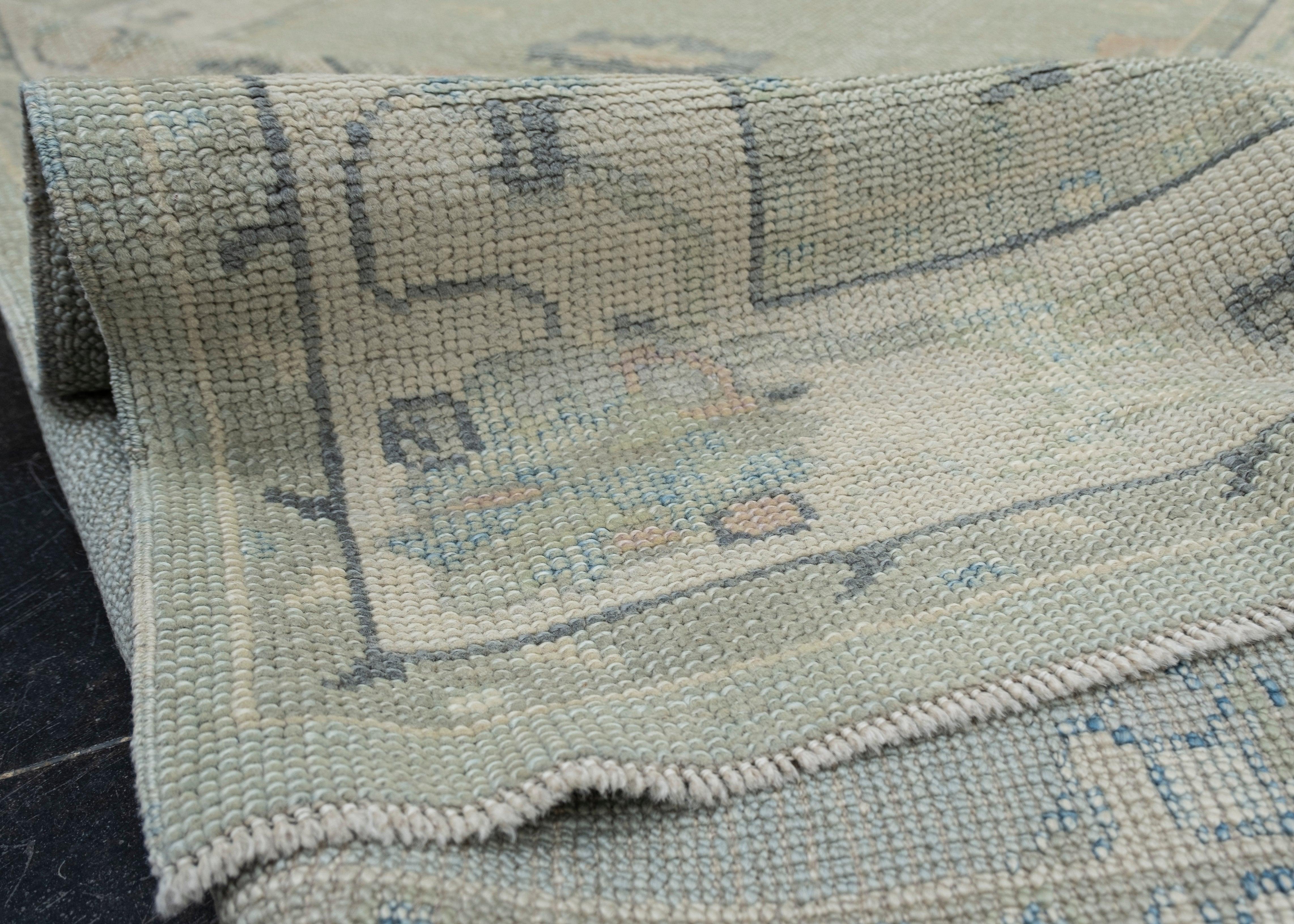 Noué à la main Tapis turc Oushak oriental fait à la main 4'1