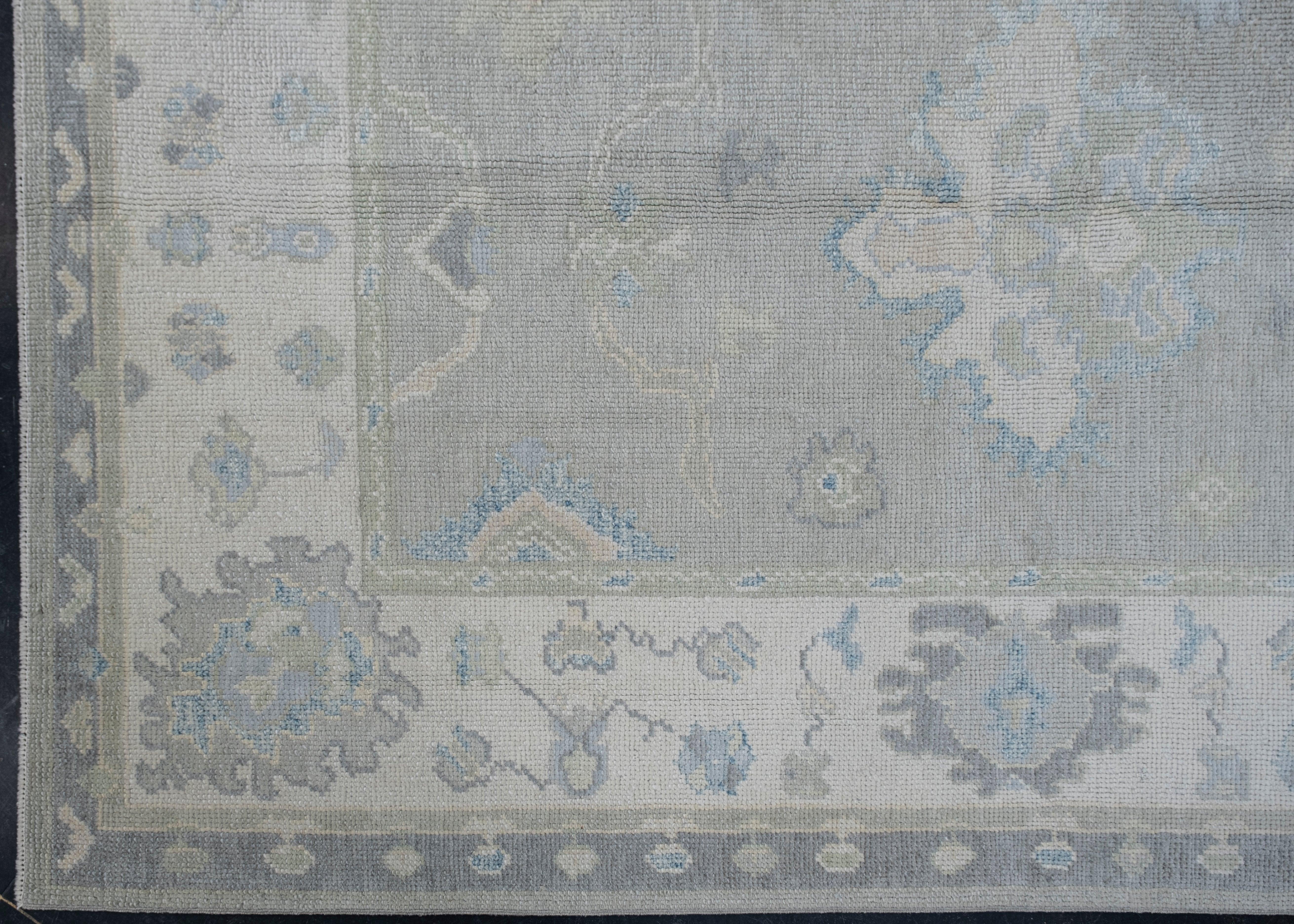 Hand-Knotted Turkish Oushak Rug Oriental Handmade 4'10