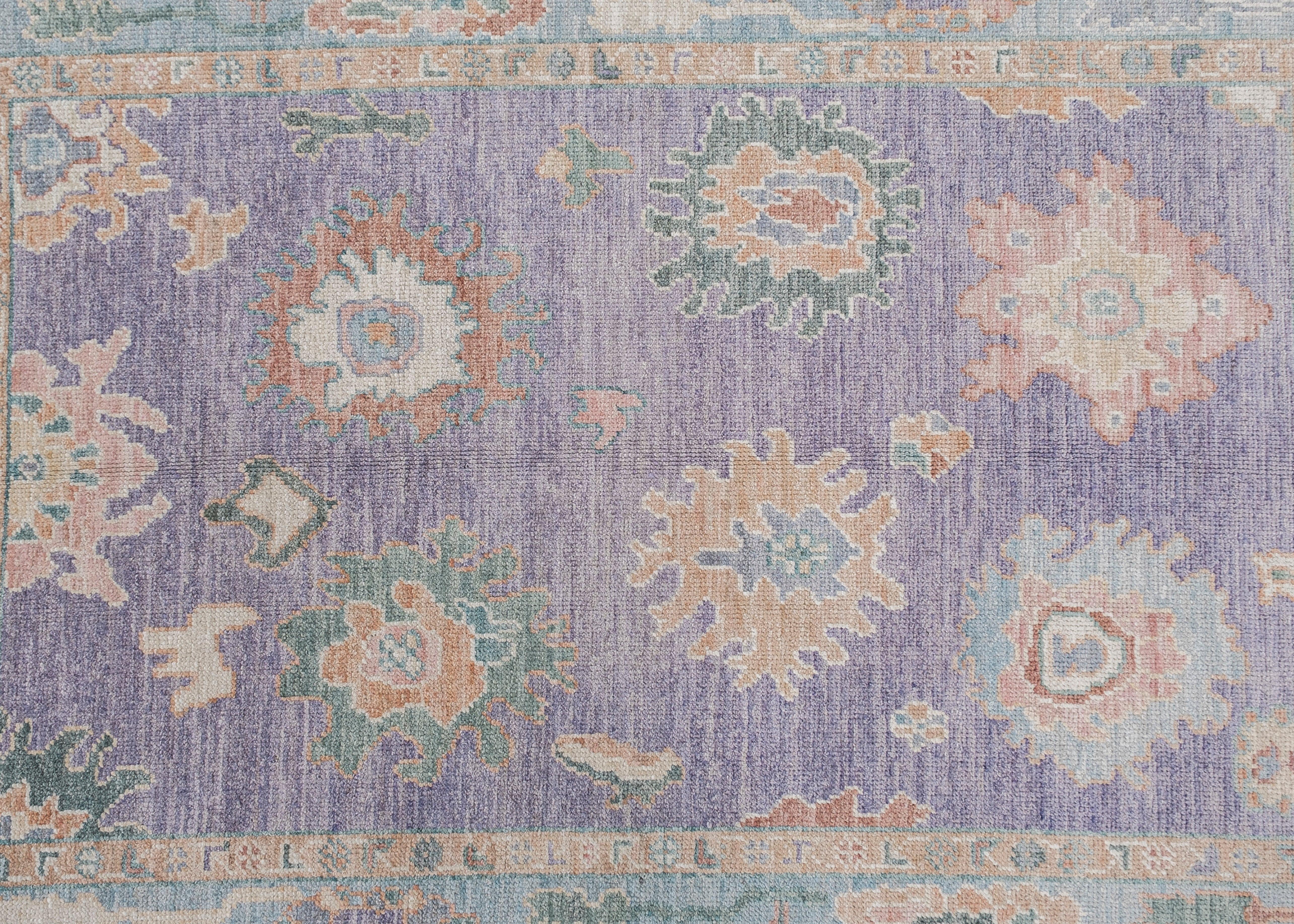 Hand-Knotted Turkish Oushak Rug Oriental Handmade 4'11