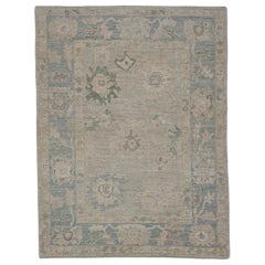 Tappeto Oushak turco orientale fatto a mano 4'2" x 5'6" #11801