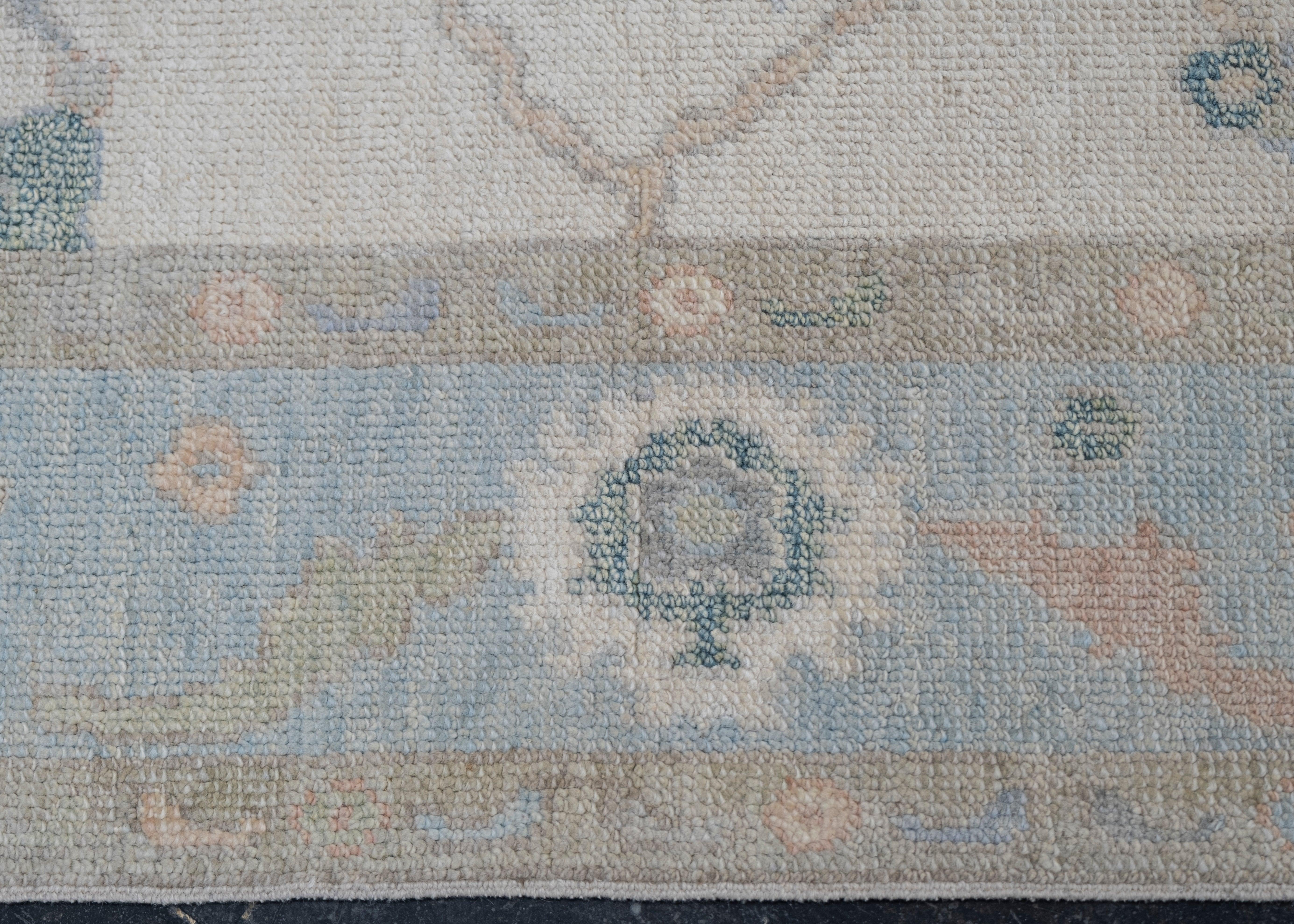Hand-Knotted Turkish Oushak Rug Oriental Handmade 5' x 6'11