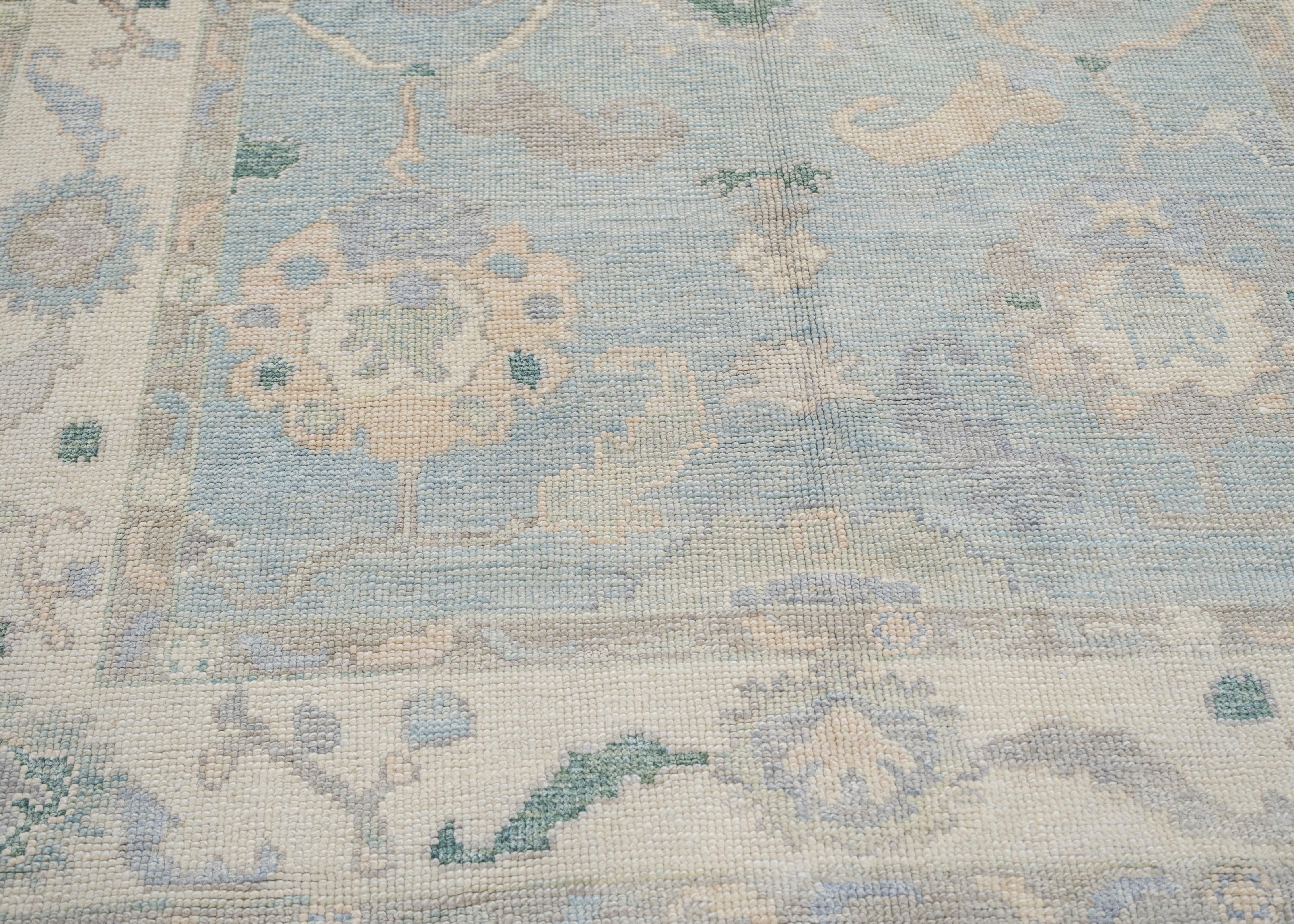 Hand-Knotted Turkish Oushak Rug Oriental Handmade 5'1