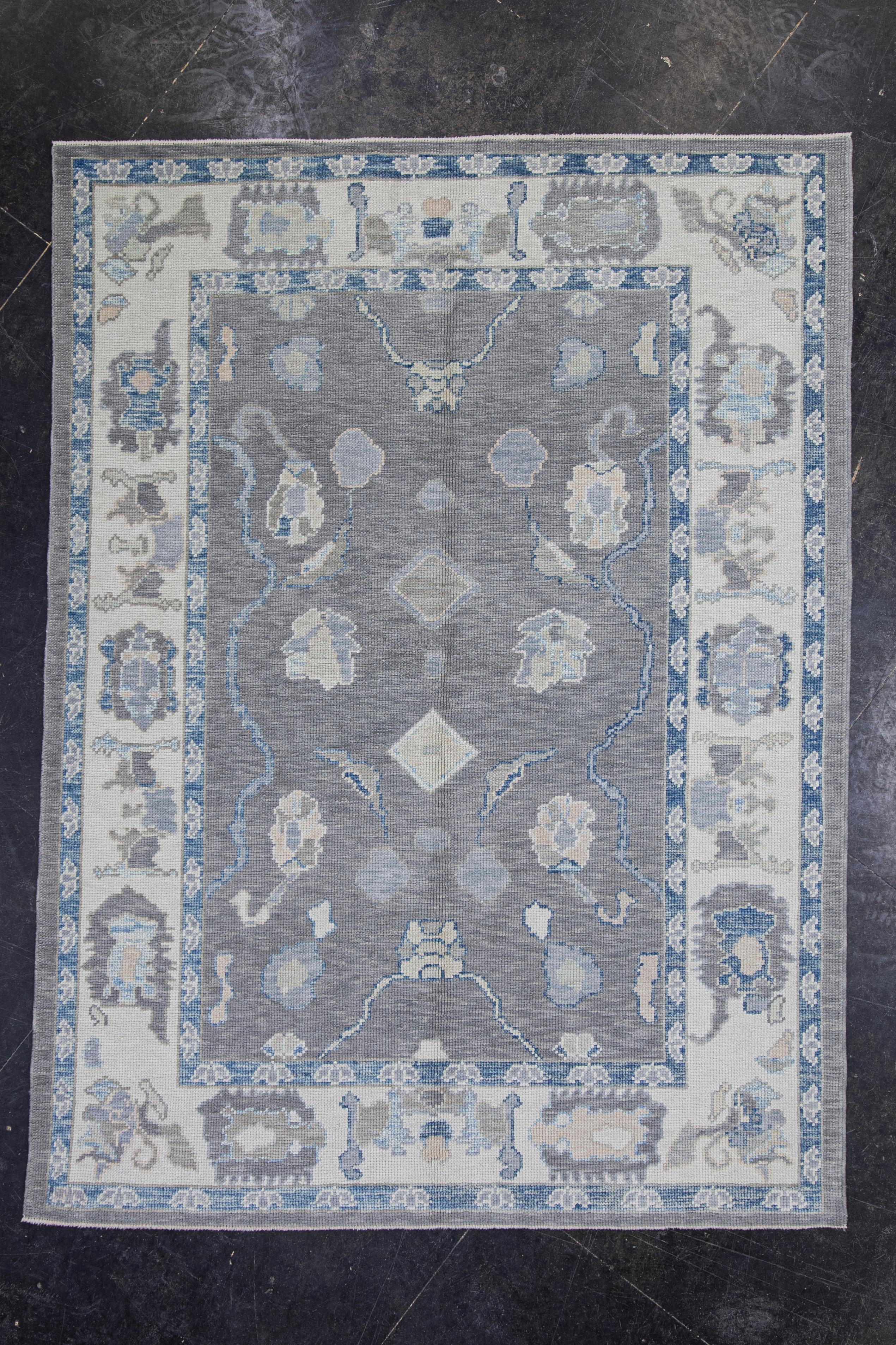 Türkischer Oushak-Teppich Orientalisch Handgefertigt 5'2