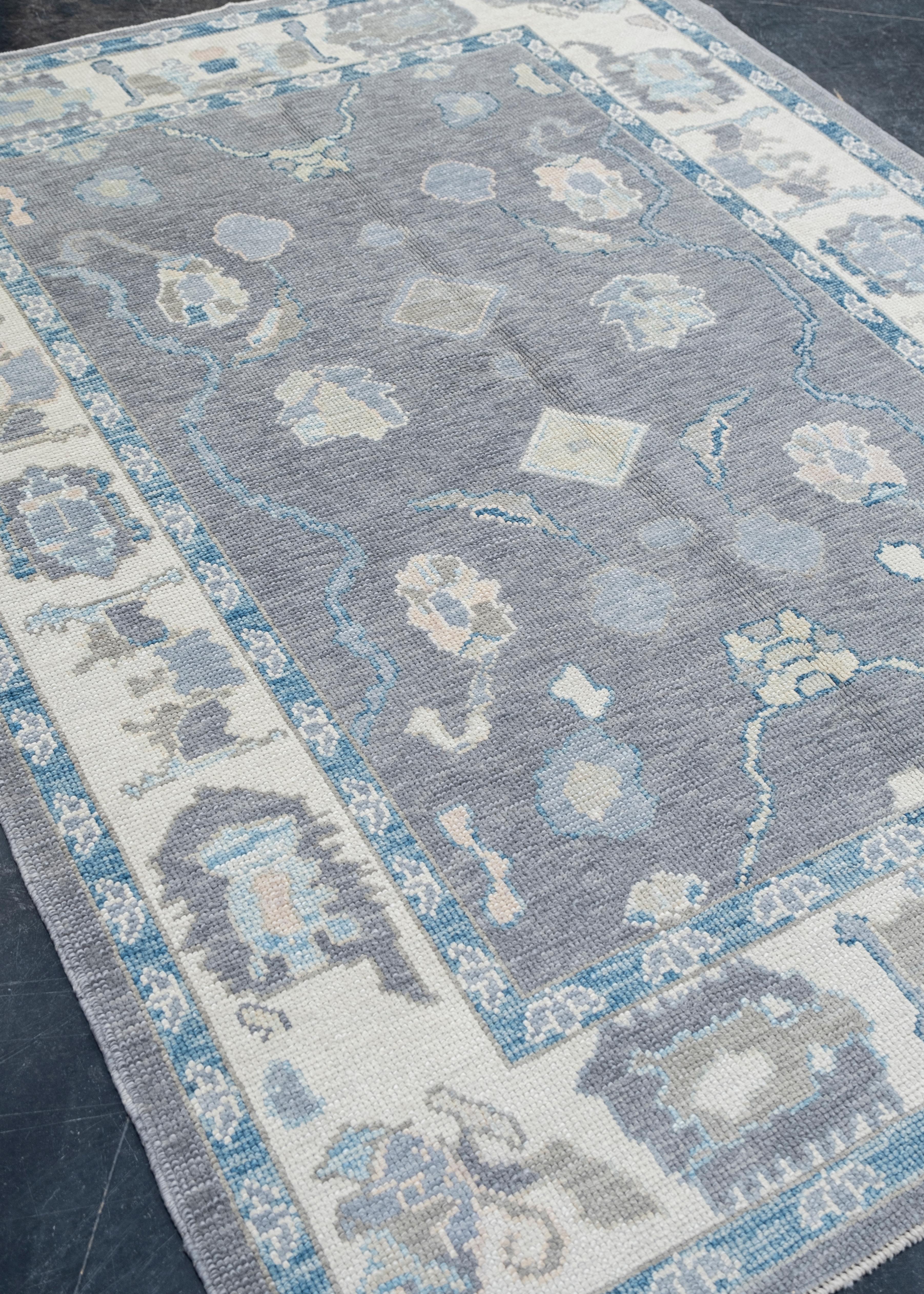 Türkischer Oushak-Teppich Orientalisch Handgefertigt 5'2