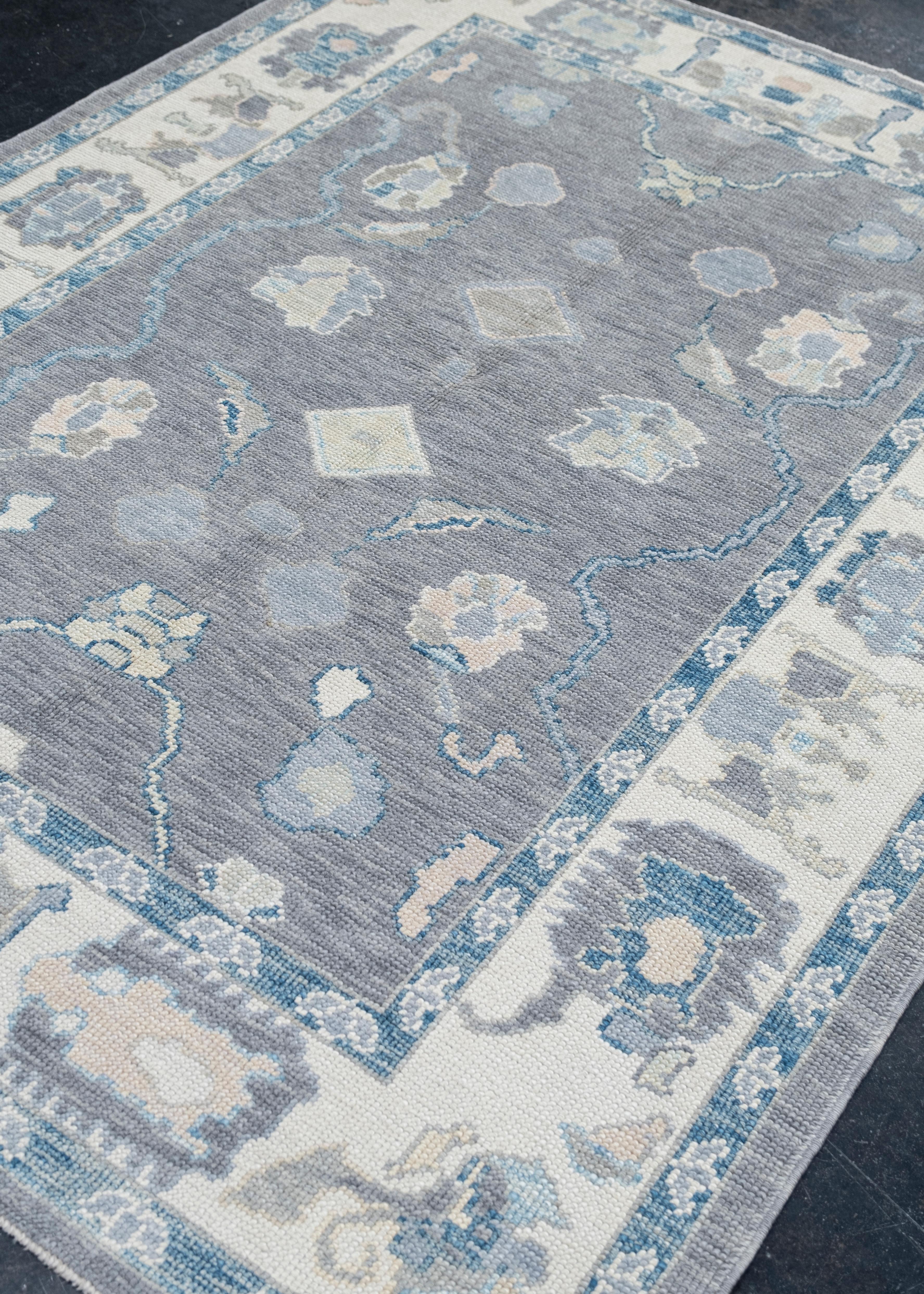 Türkischer Oushak-Teppich Orientalisch Handgefertigt 5'2