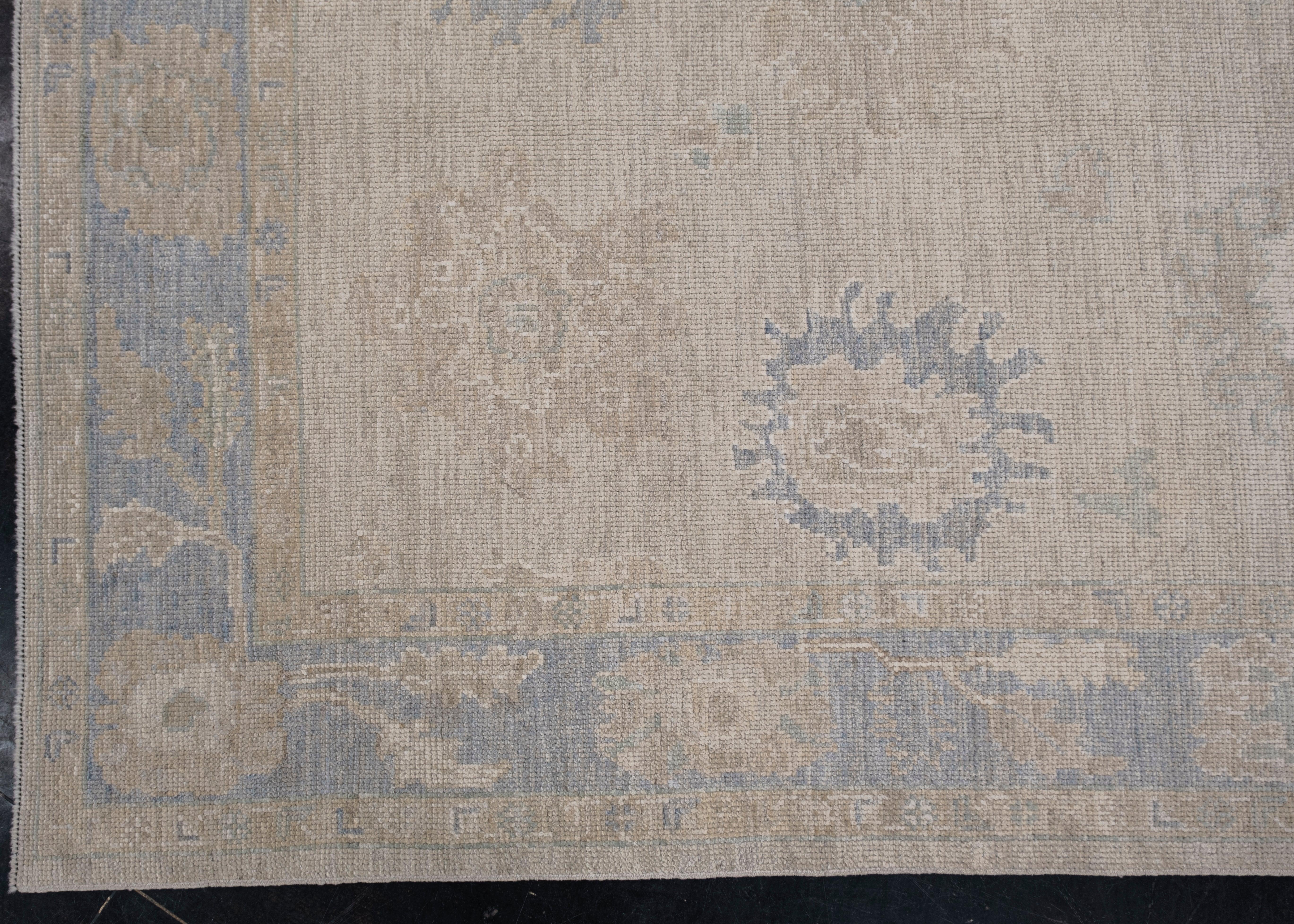 Hand-Knotted Turkish Oushak Rug Oriental Handmade 5'2