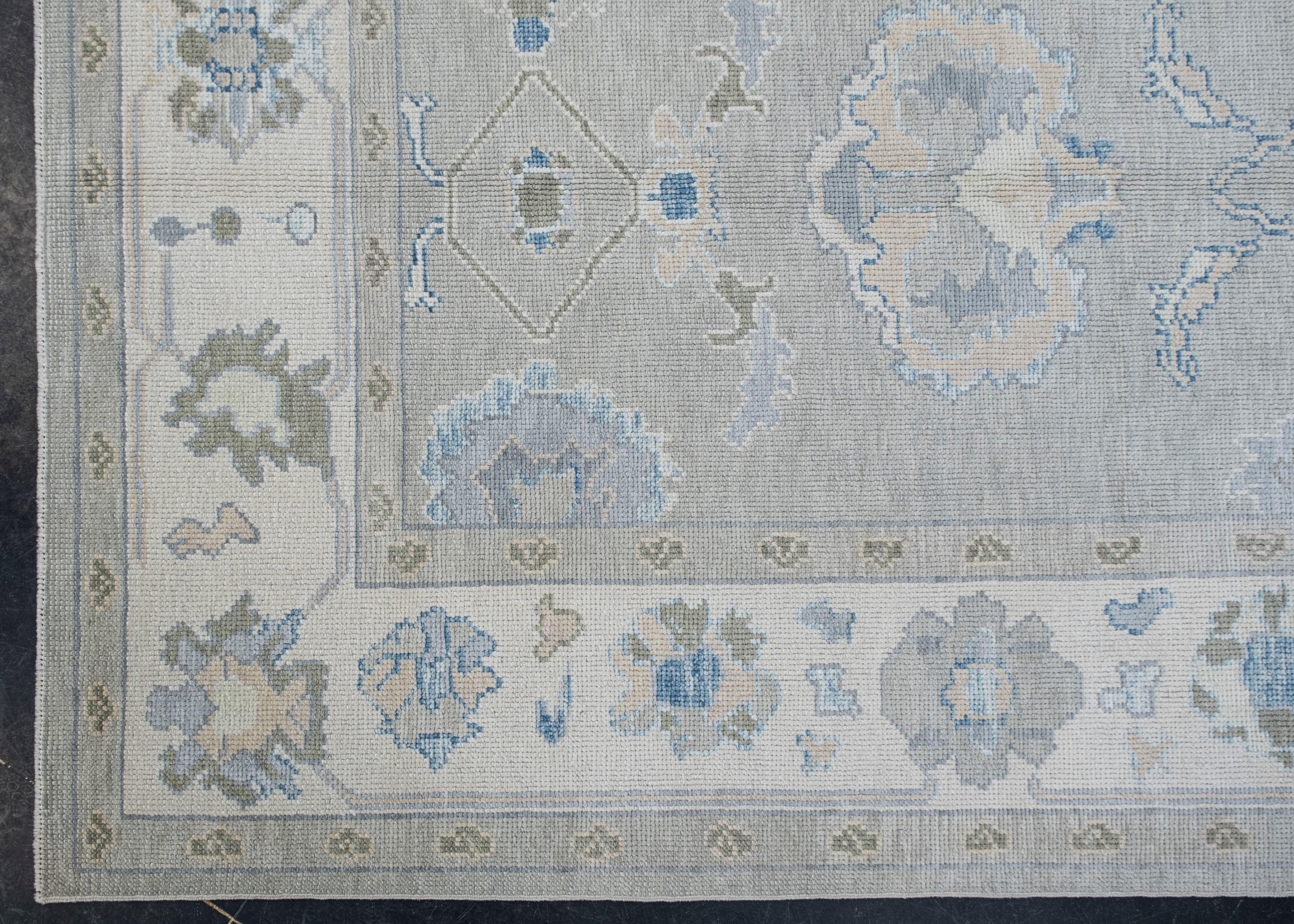 Hand-Knotted Turkish Oushak Rug Oriental Handmade 5'3