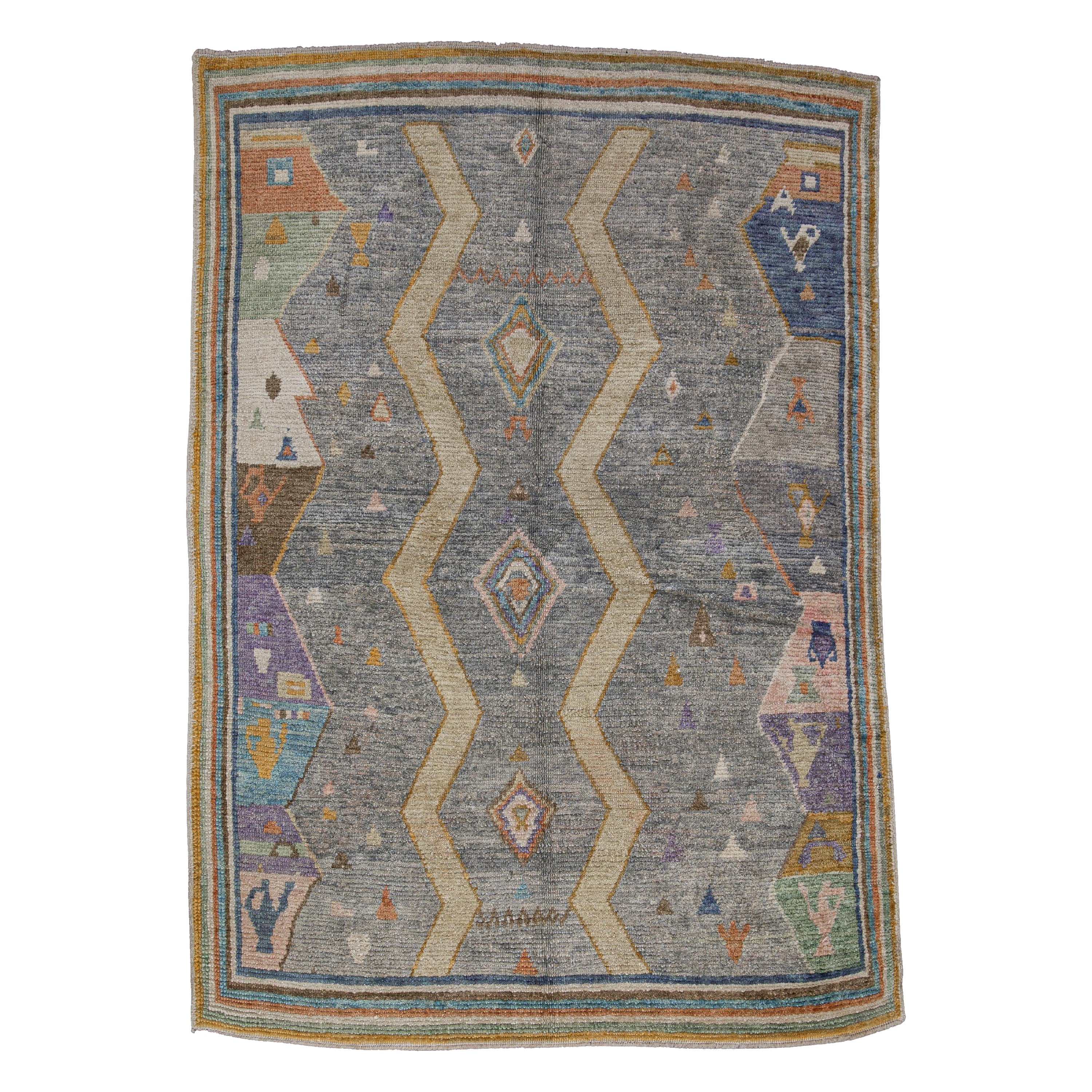 Turkish Oushak Rug Oriental Handmade 5'4" x 7'7" #4607 For Sale