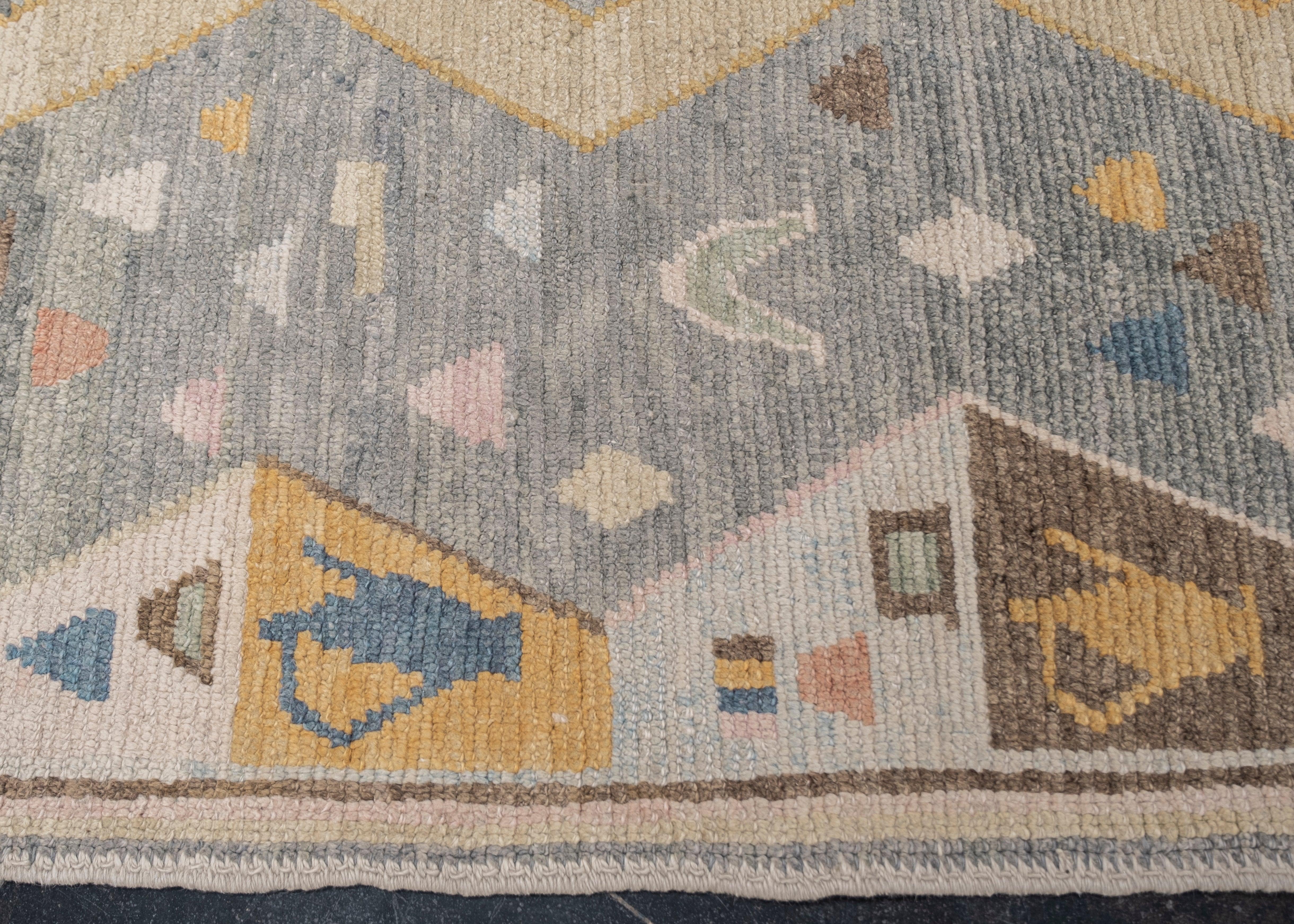 Hand-Knotted Turkish Oushak Rug Oriental Handmade 5'6