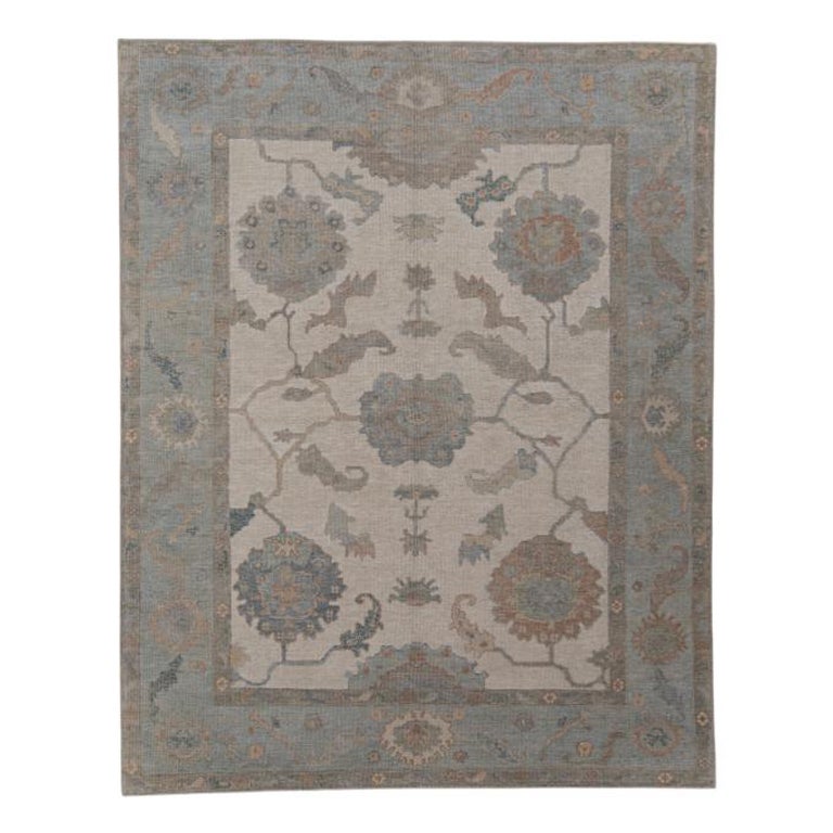 Tappeto Oushak turco orientale fatto a mano 7'11" x 9'11" #12032 in vendita