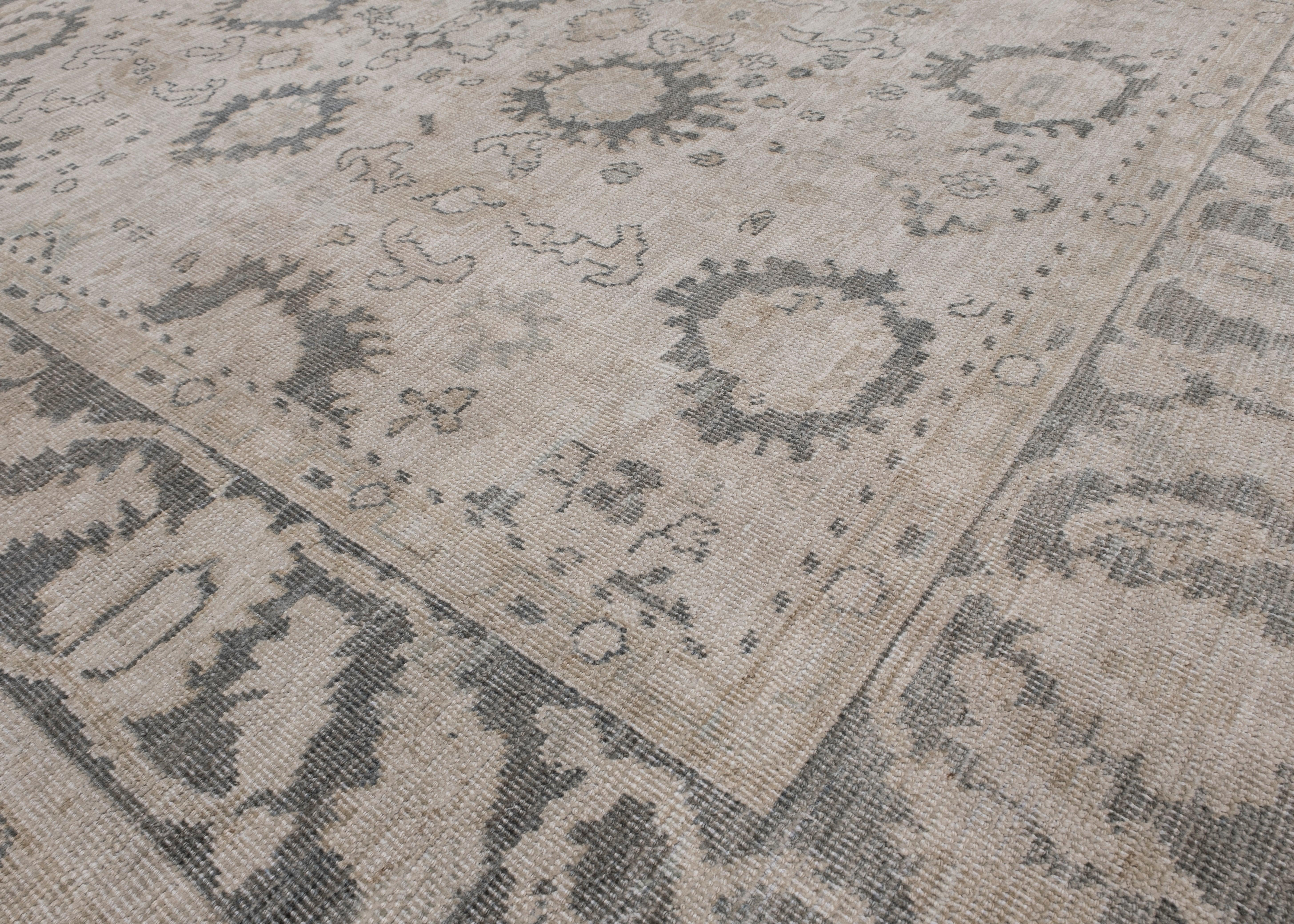 Hand-Knotted Turkish Oushak Rug Oriental Handmade 7'6
