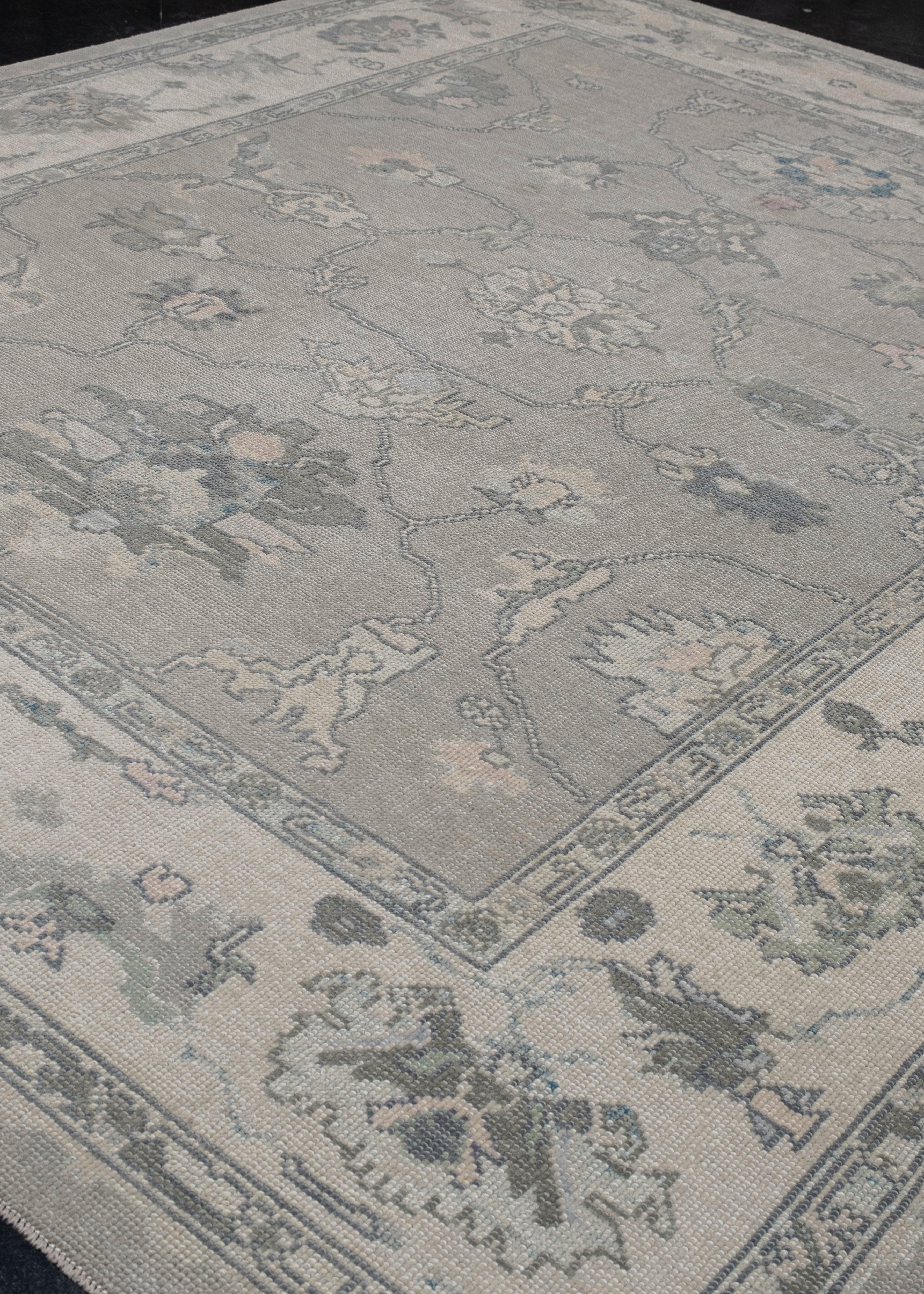 Hand-Knotted Turkish Oushak Rug Oriental Handmade 8'2