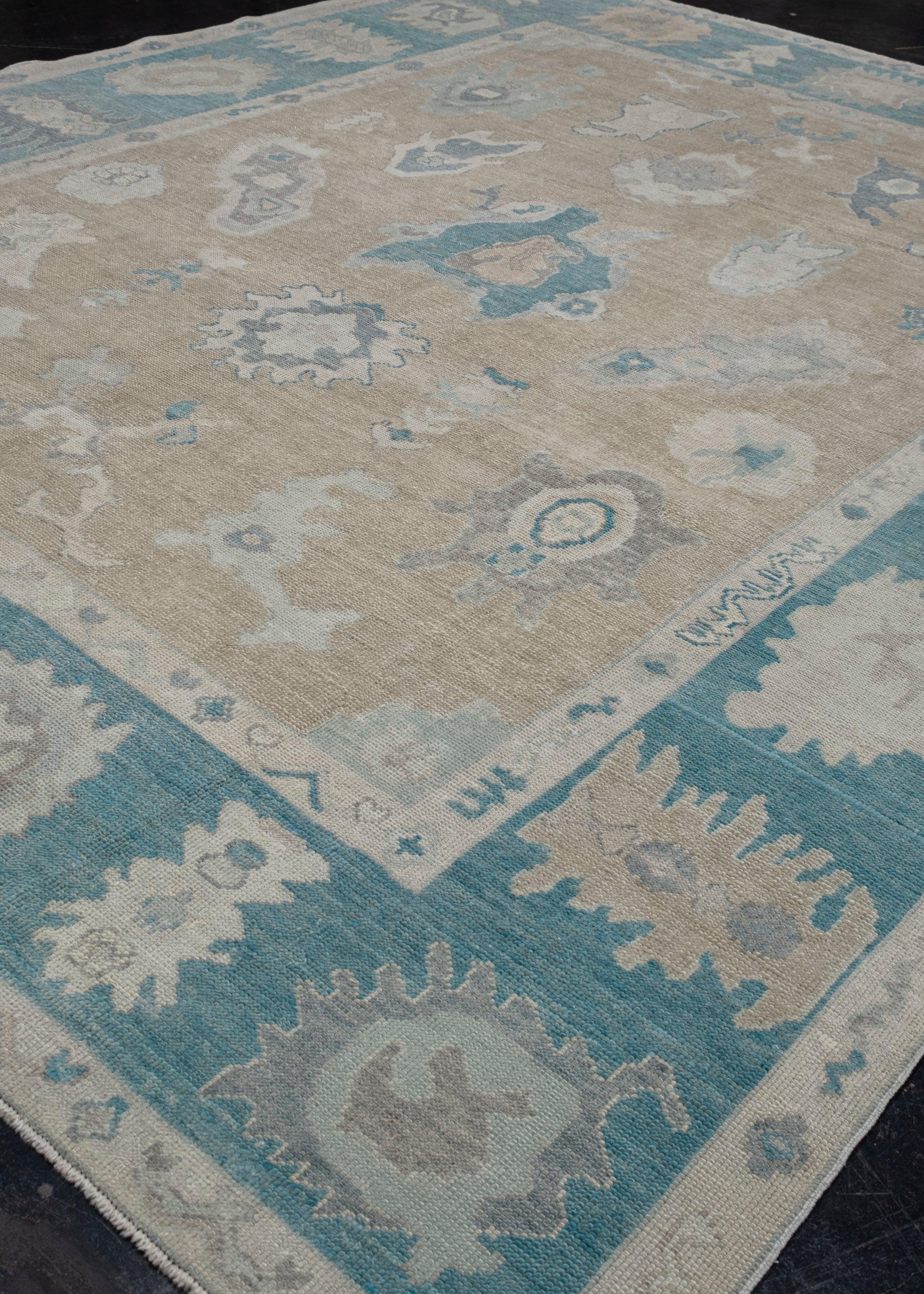 Hand-Knotted Turkish Oushak Rug Oriental Handmade 8'9
