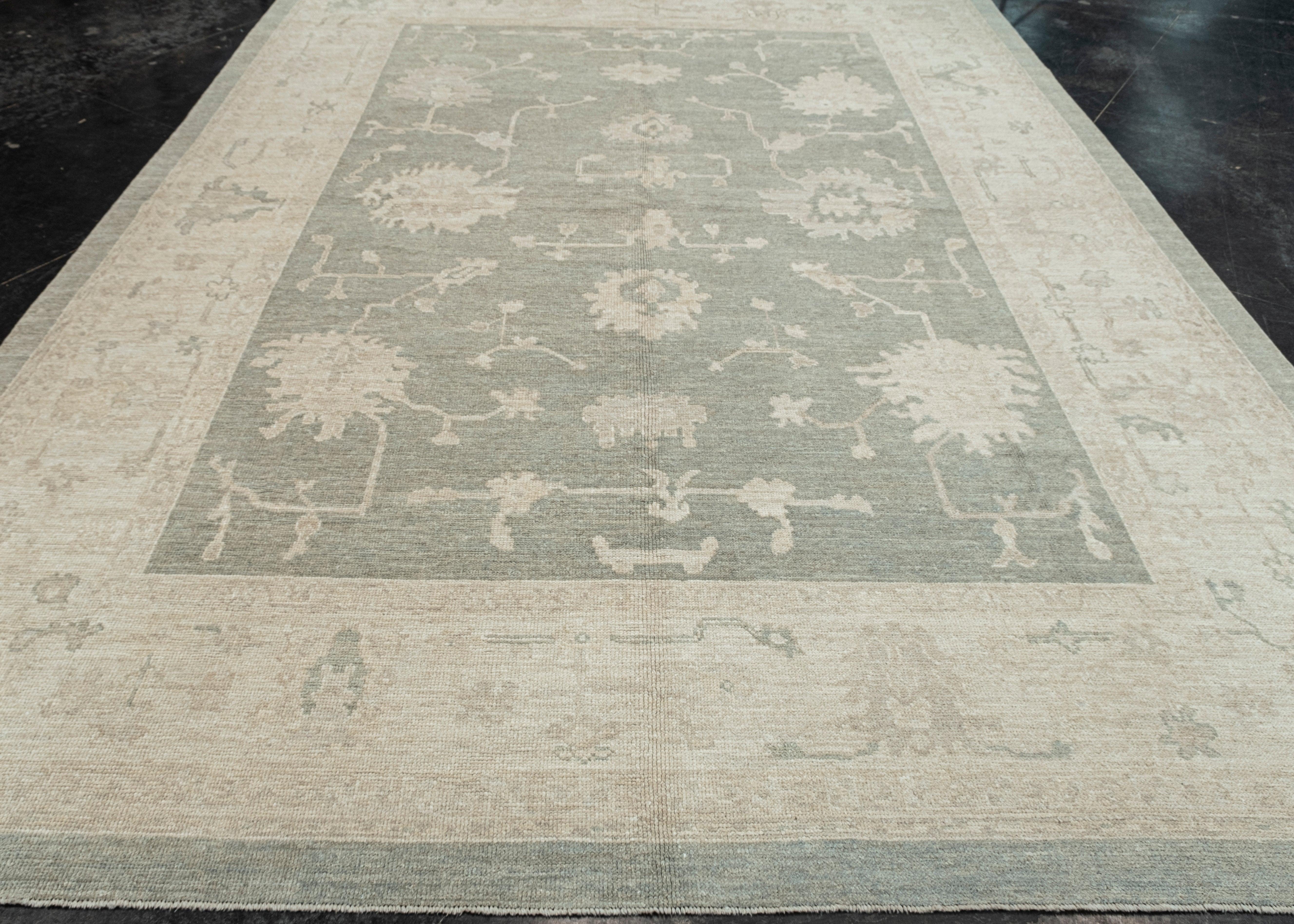 Tapis turc Oushak oriental fait à la main 9'1