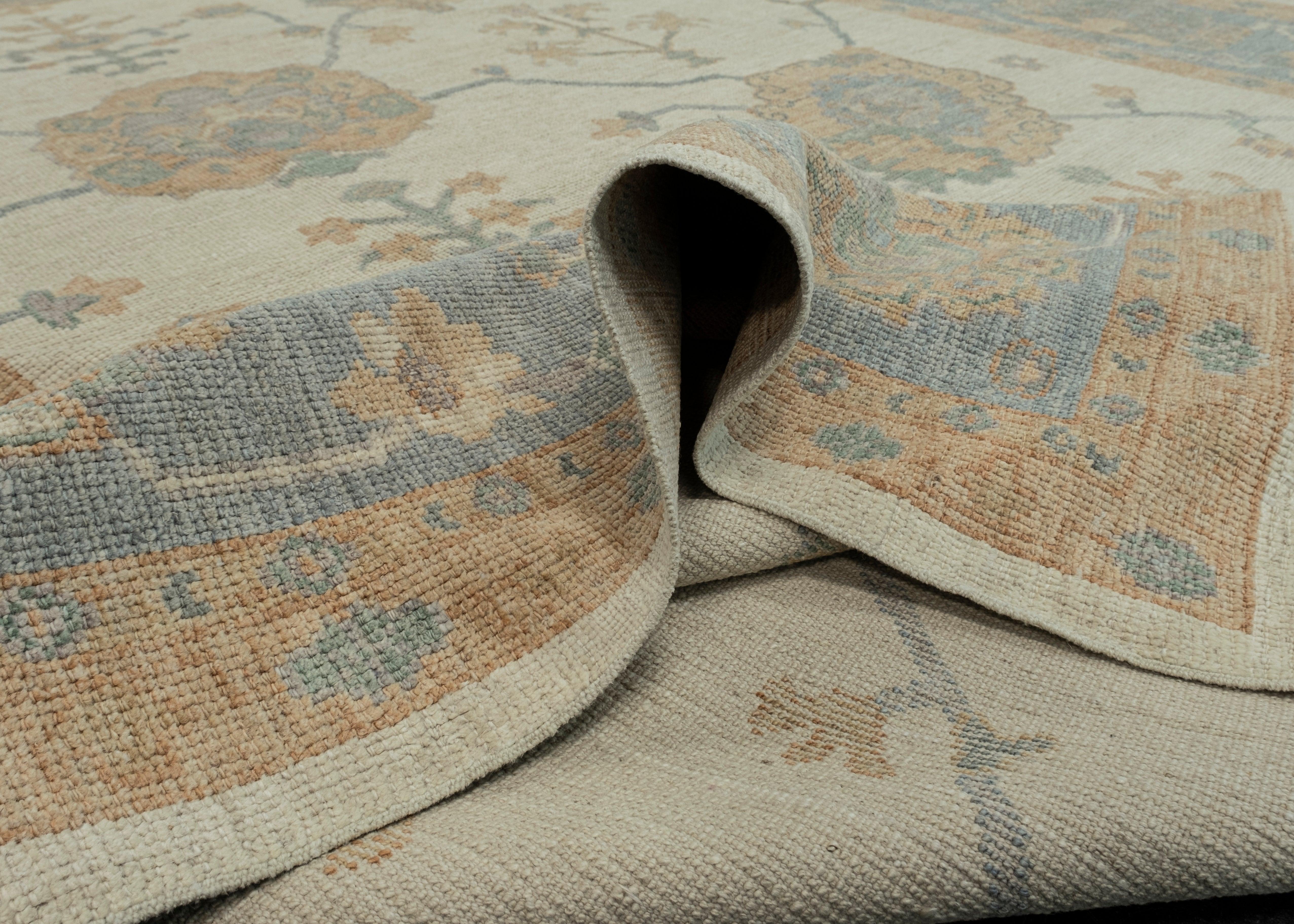 Türkischer Oushak-Teppich Orientalischer handgefertigter Teppich 9'10