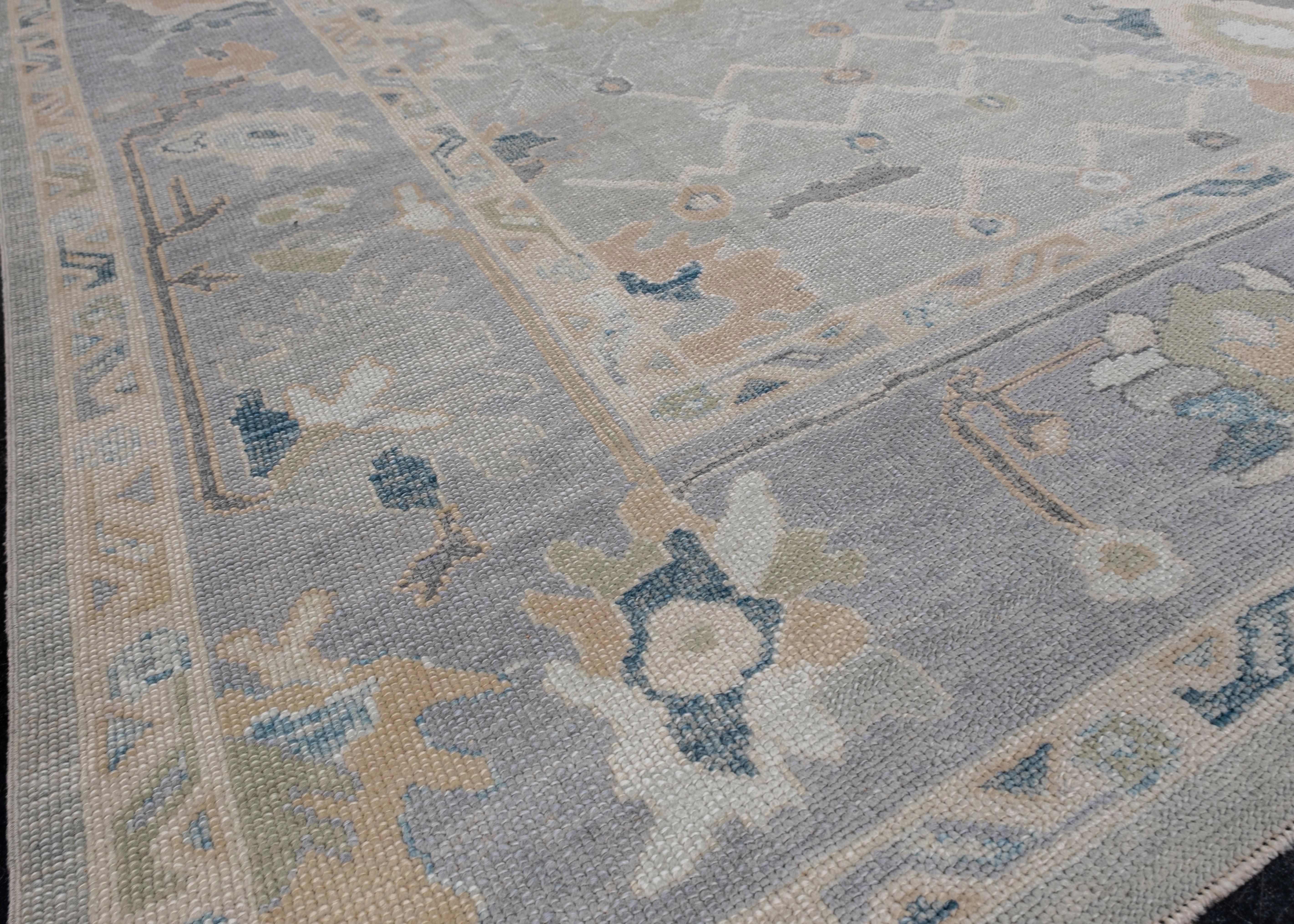 Noué à la main Tapis turc Oushak oriental fait à la main 9'5