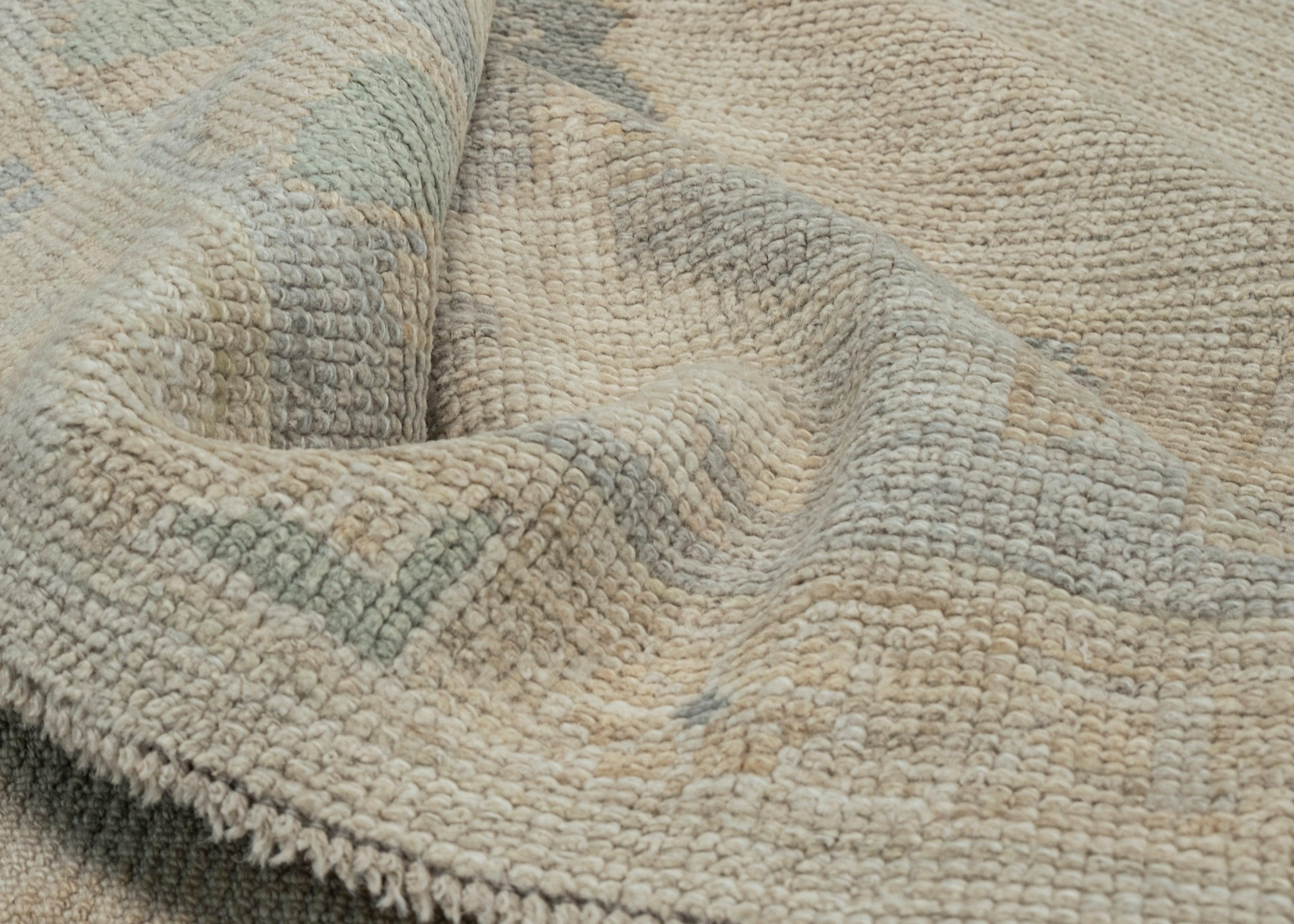 Annodato a mano Tappeto Oushak turco orientale fatto a mano 9'8