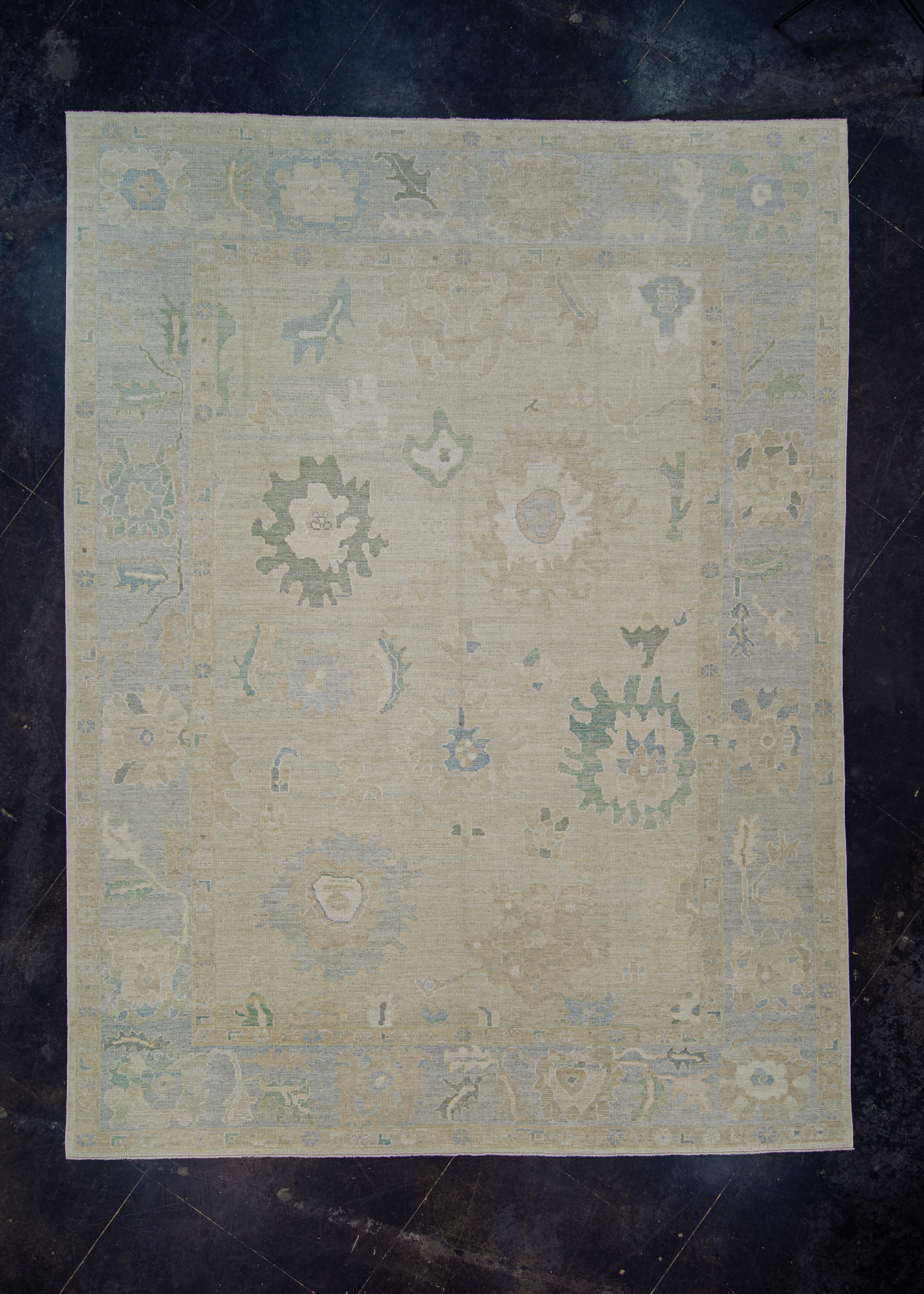 Tappeto Oushak turco orientale fatto a mano 9'8