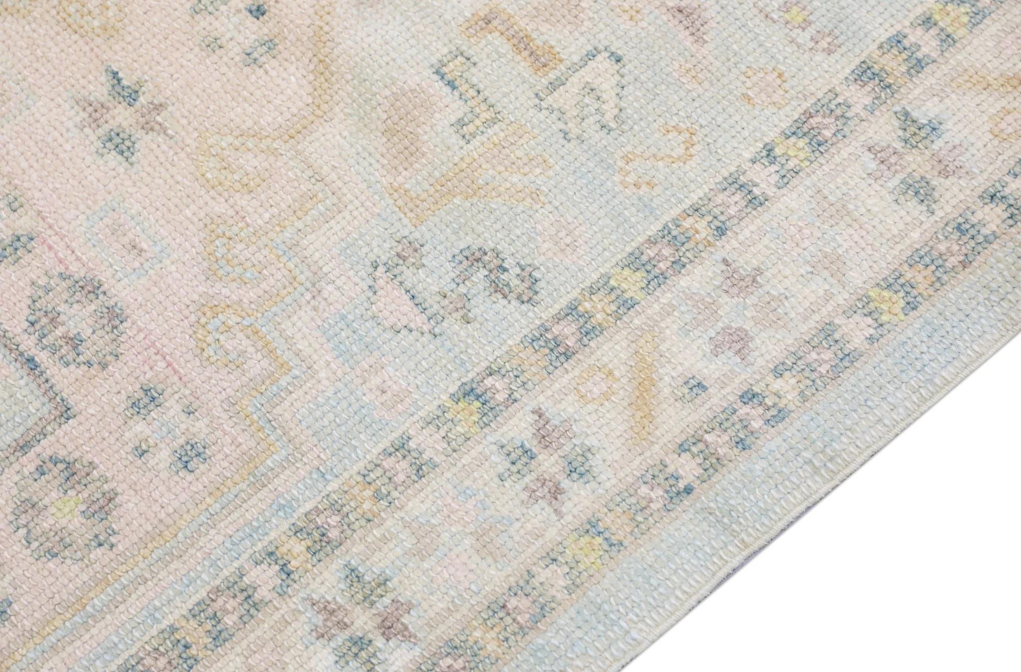 Turkish Oushak Rug Peach, Sage & Ivory Handwoven Wool Rug 2'11