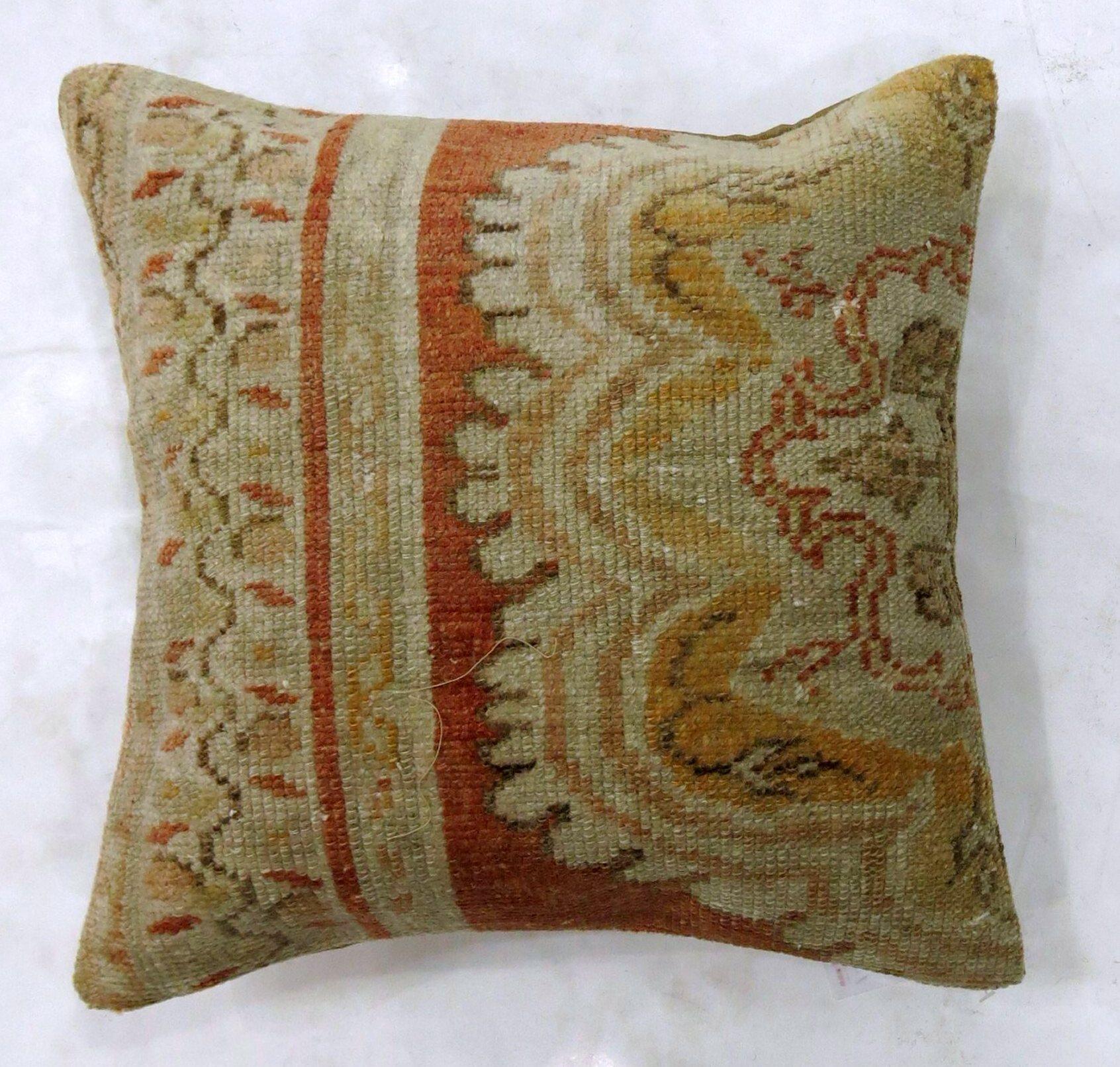 American Colonial Turkish Oushak Rug Pillow For Sale