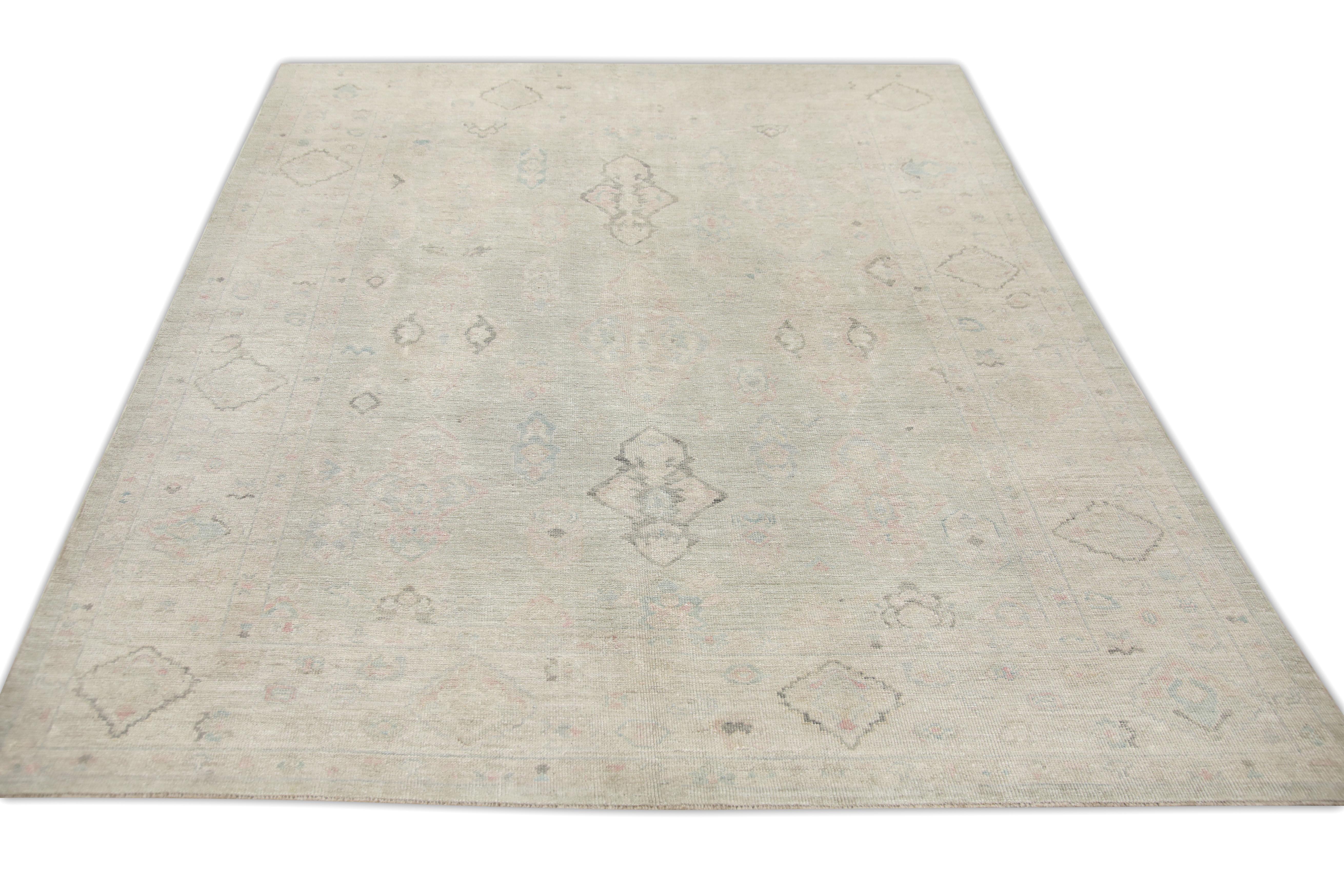 Turkish Oushak Rug Pink & Brown Handwoven Wool Rug 7'8