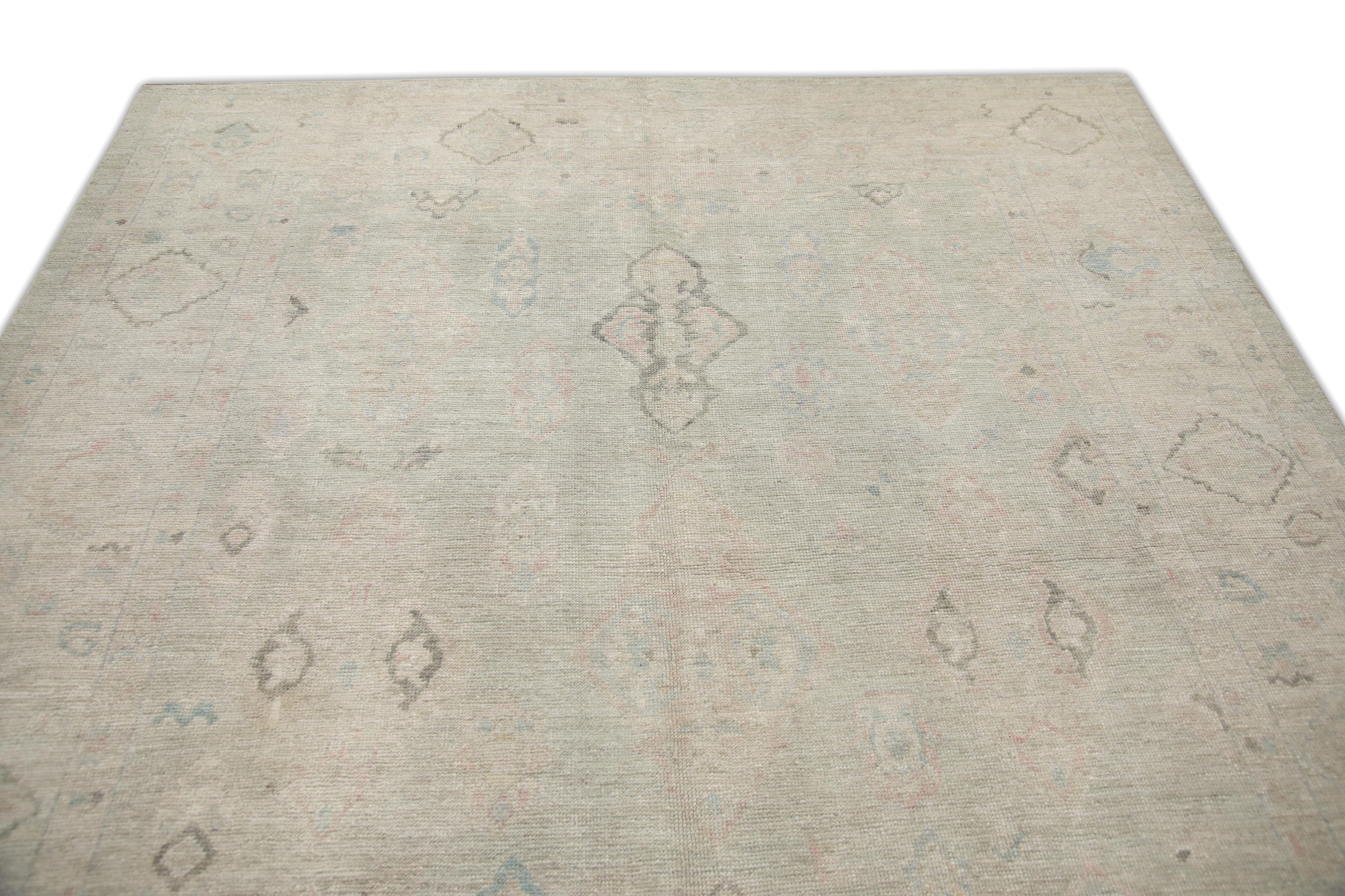 Turkish Oushak Rug Pink & Brown Handwoven Wool Rug 7'8