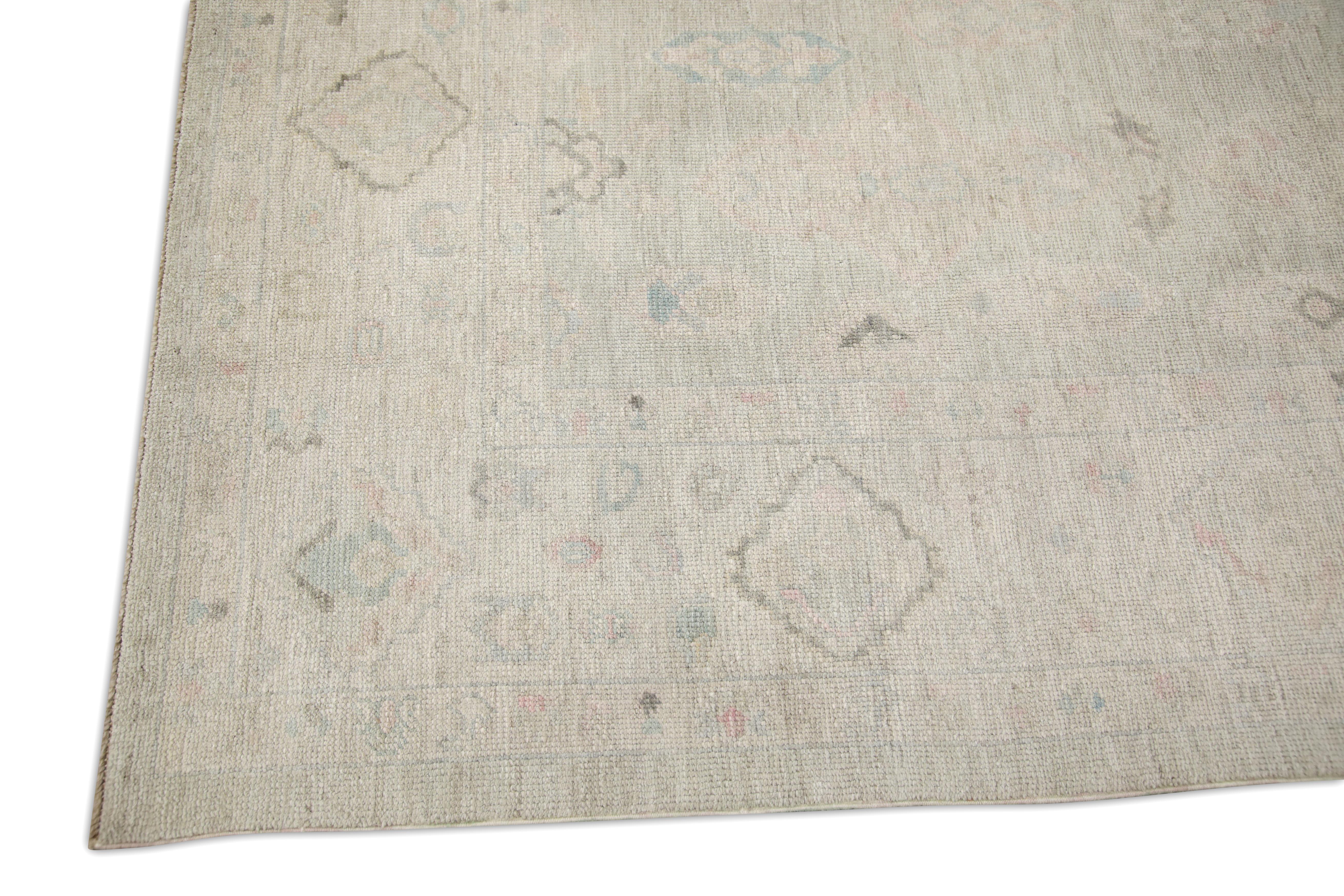 Turkish Oushak Rug Pink & Brown Handwoven Wool Rug 7'8