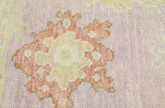 Turkish Oushak Rug Pink, Ivory & Peach Handwoven Wool Rug 3'1" x 6'10"