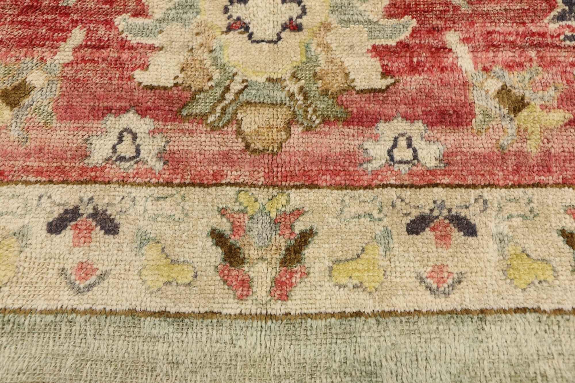 Medieval Turkish Oushak Rug Repurposed from Antique Wool Kilim For Sale