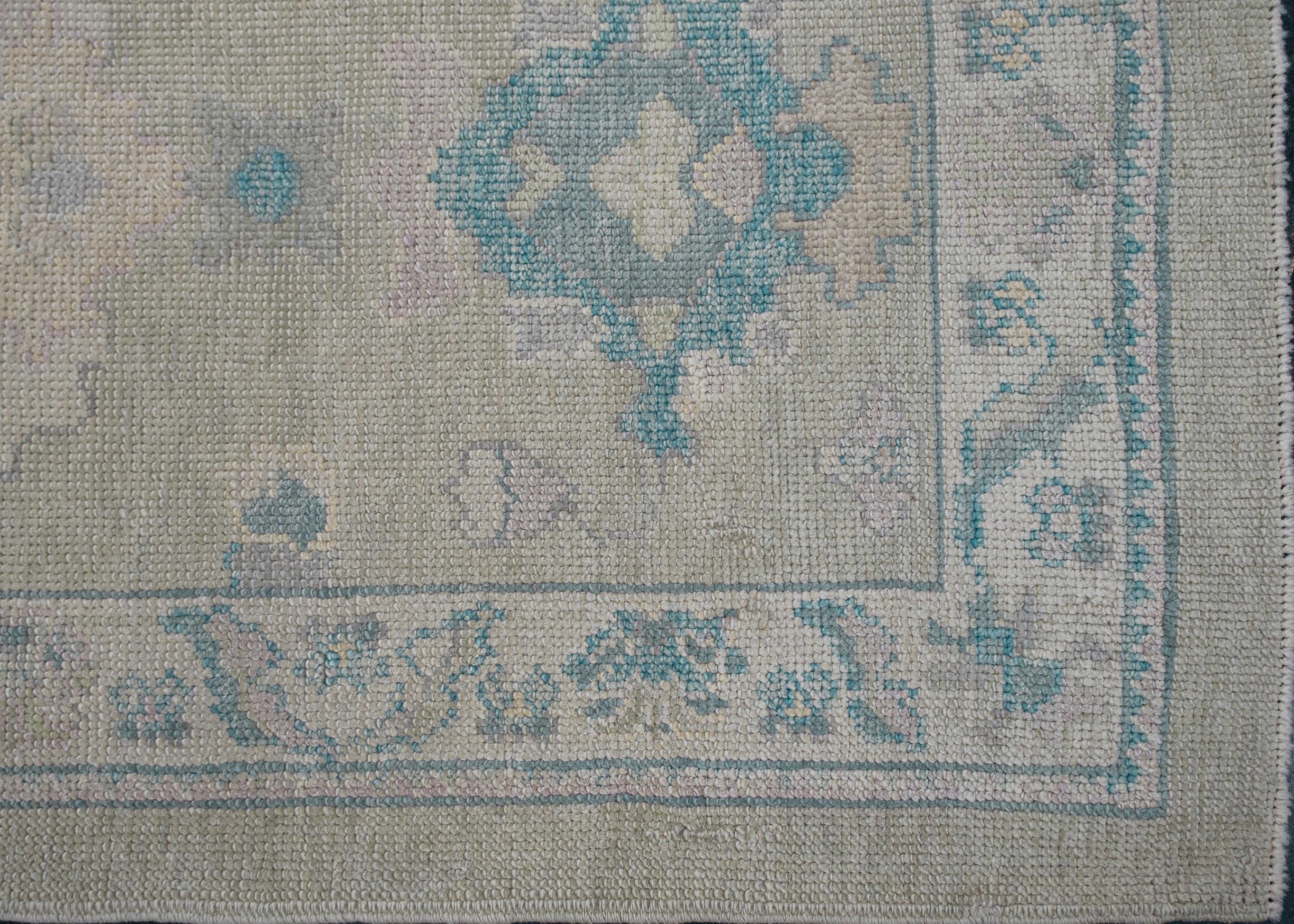 Alfombra Oushak Oriental Anudada a Mano Turca Oushak 3' x 10'5