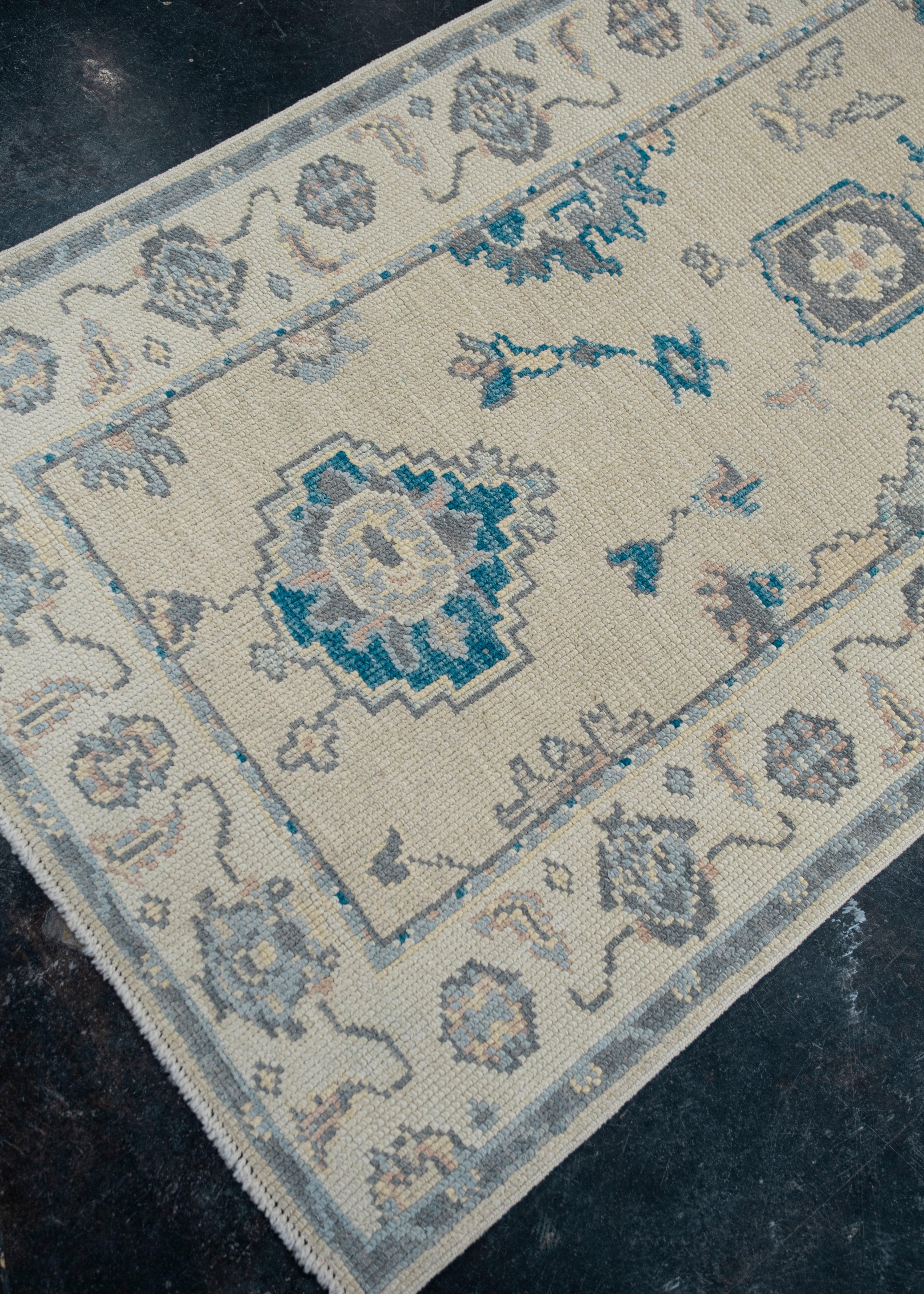 Oushak Rug Oriental Hand Knotted Turkish Oushak 3' x 10'8