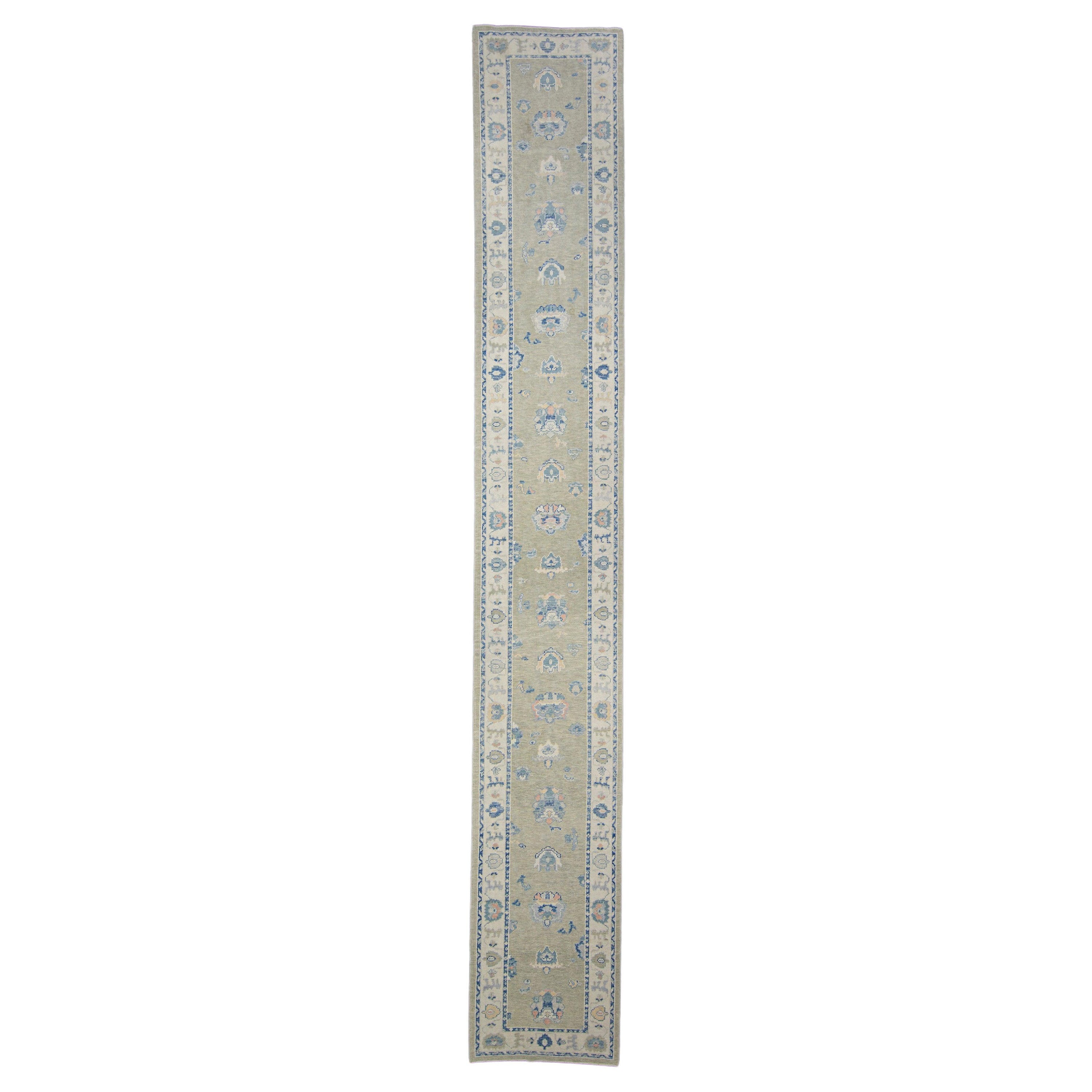 Tapis turc Oushak 2'11" x 19'11" n° 7502