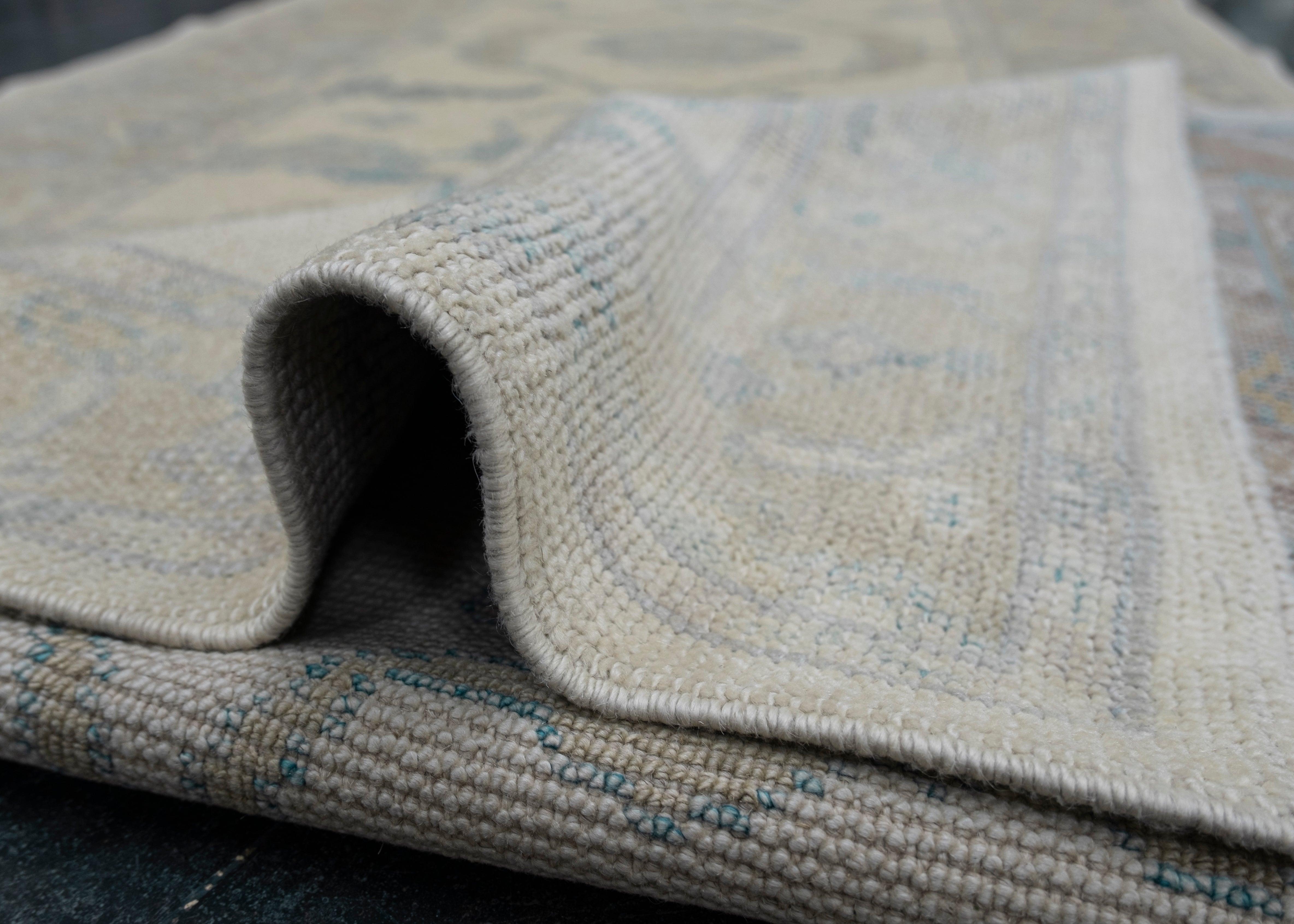 Annodato a mano Tappeto Oushak turco Runner 3' x 19'10
