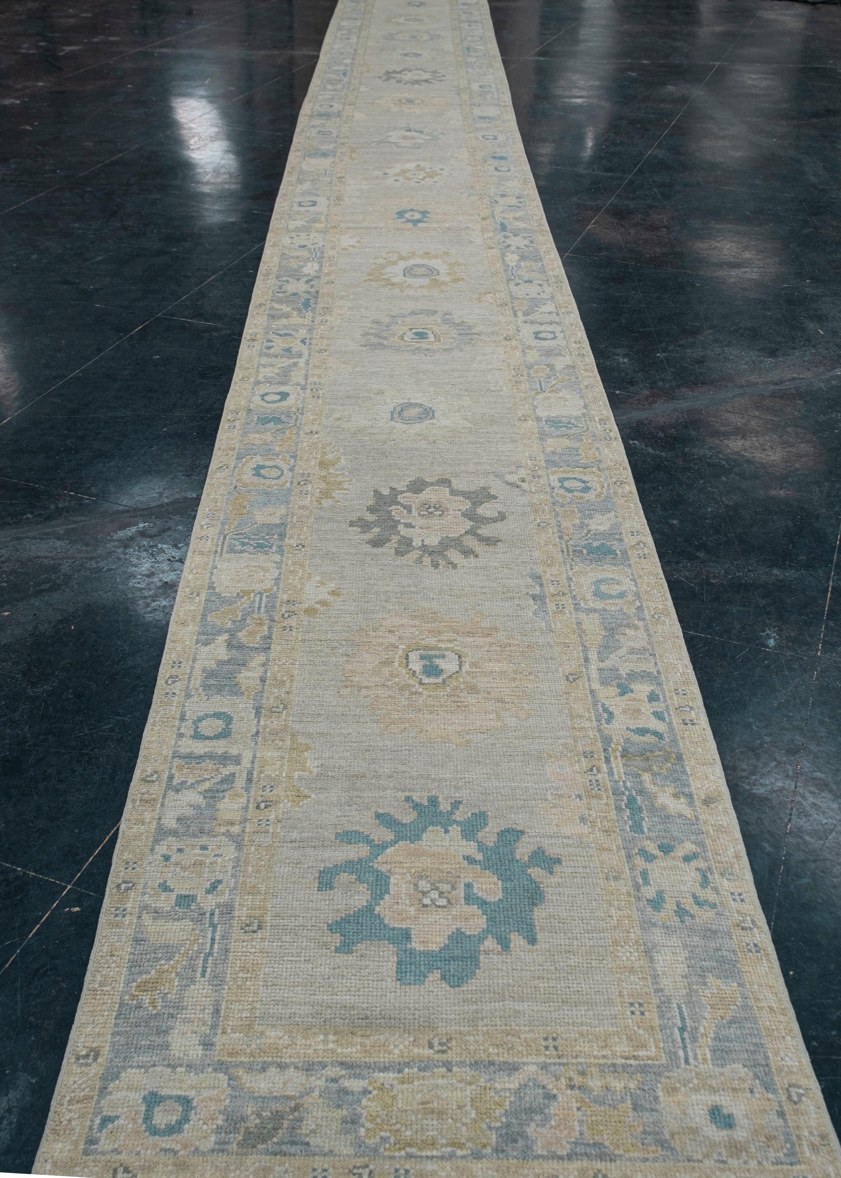 Alfombra turca Oushak de fondo 3' x 28'2