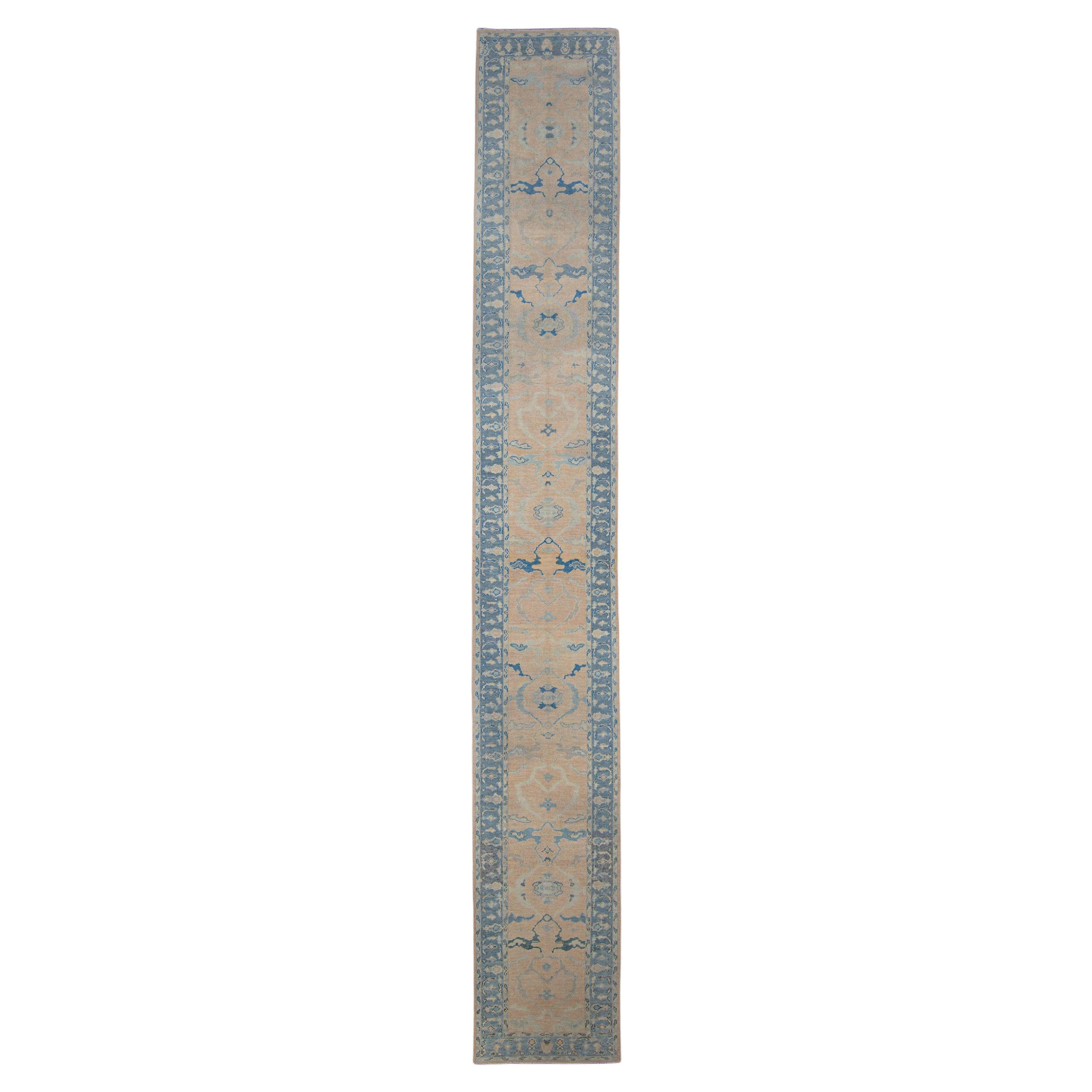 Turkish Oushak Rug Runner 3'2" x 22'2" #HS-2015 For Sale