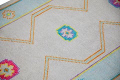 Turkish Oushak Rug Soft Aqua and Beige Handwoven Wool Rug 2'7" x 9'10"