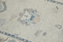 Turkish Oushak Rug Soft Beige and Faded Blue Handwoven Wool Rug 2'11" x 15'9"