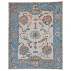 Tappeto turco Oushak Colori tenui Tappeto in lana fatto a mano 8'5" x 10'3"