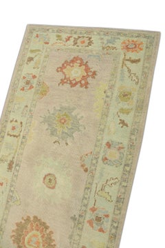 Turkish Oushak Rug Soft Pastel Accents Handwoven Wool Rug 3'2" x 5'10"