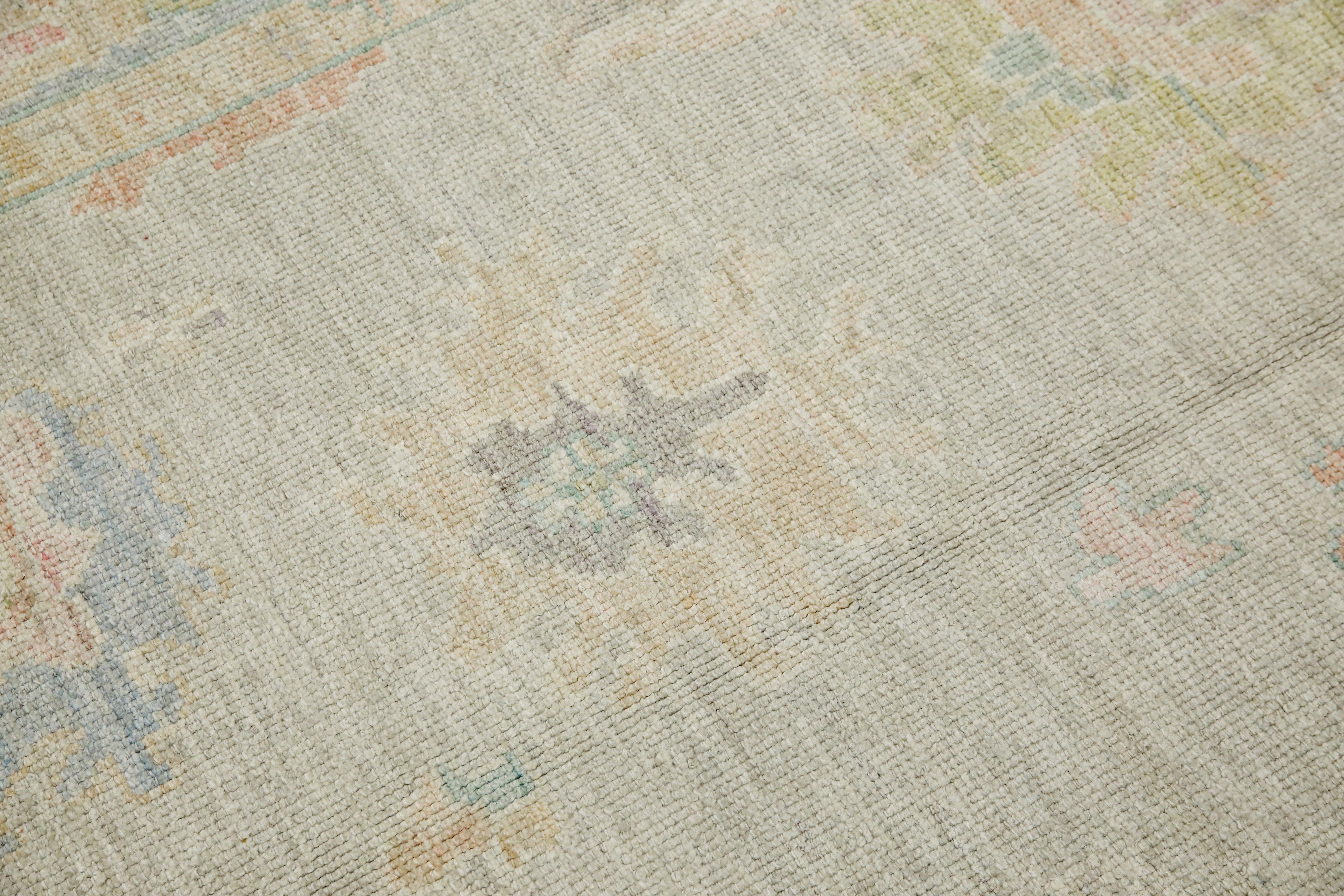 Türkischer Oushak Teppich Weiches Pastell Floral Handgewebte Wolle 5'1