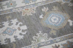 Turkish Oushak Rug Taupe Ivory & Blue Handwoven Wool Rug 3' x 5'4"