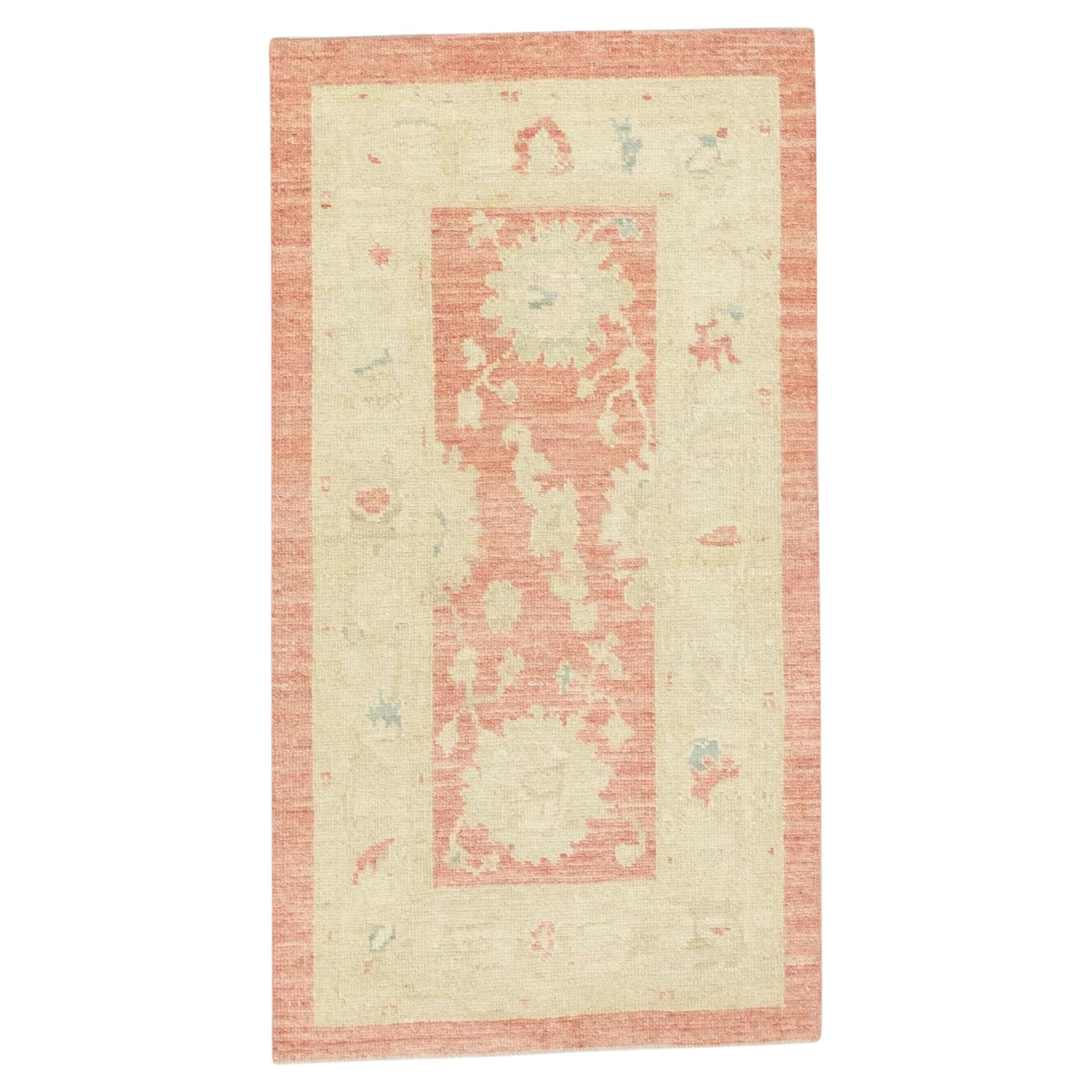 Türkischer Oushak Teppich Terrakotta Sage Grün Handgewebter Wollteppich 2
10" x 5
2"