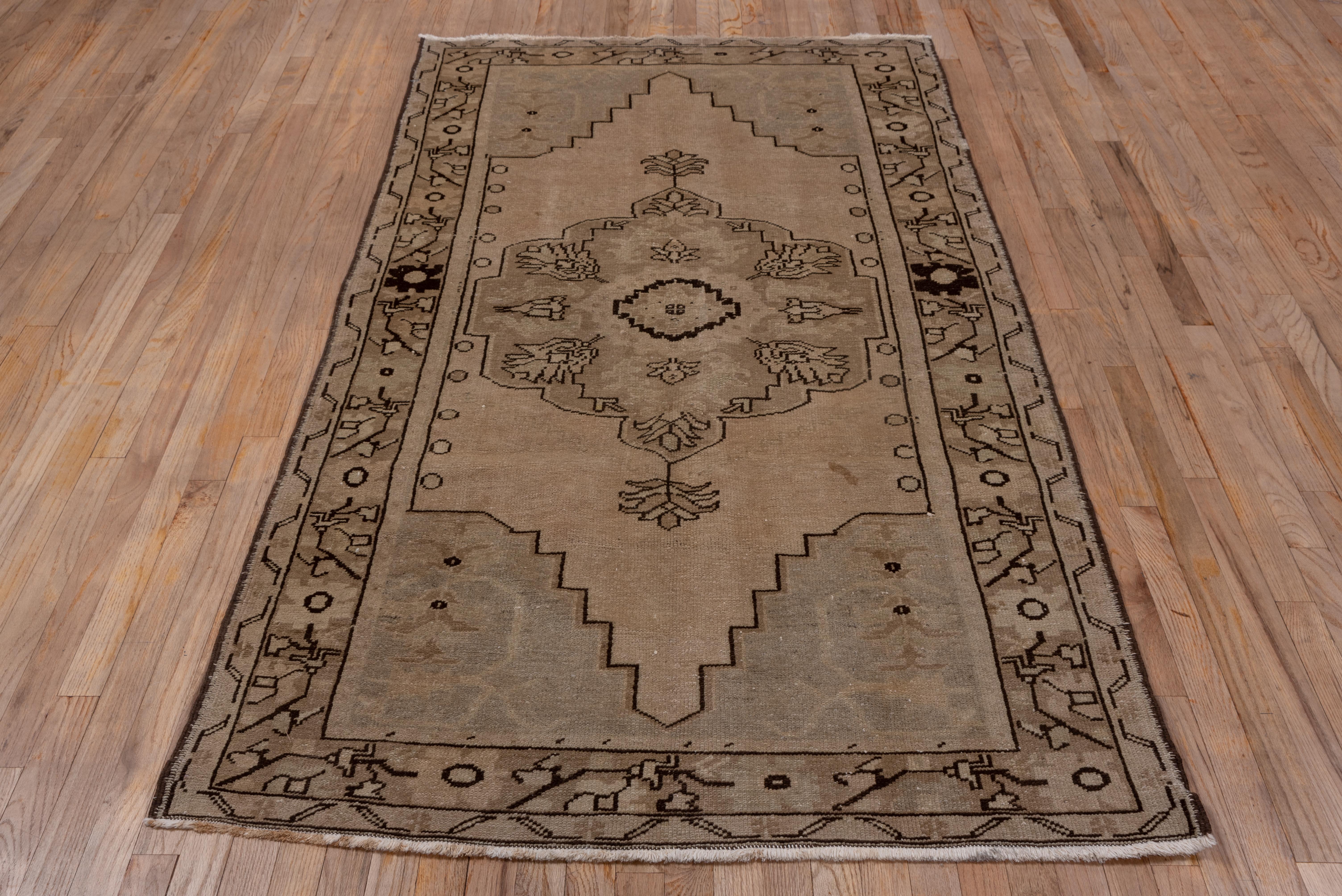 Hand-Knotted Turkish Oushak Rug, Tone on Tone, circa 1930s For Sale