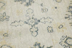 Turkish Oushak Rug White Green Floral Handwoven Wool Rug 7'9" x 9'7"