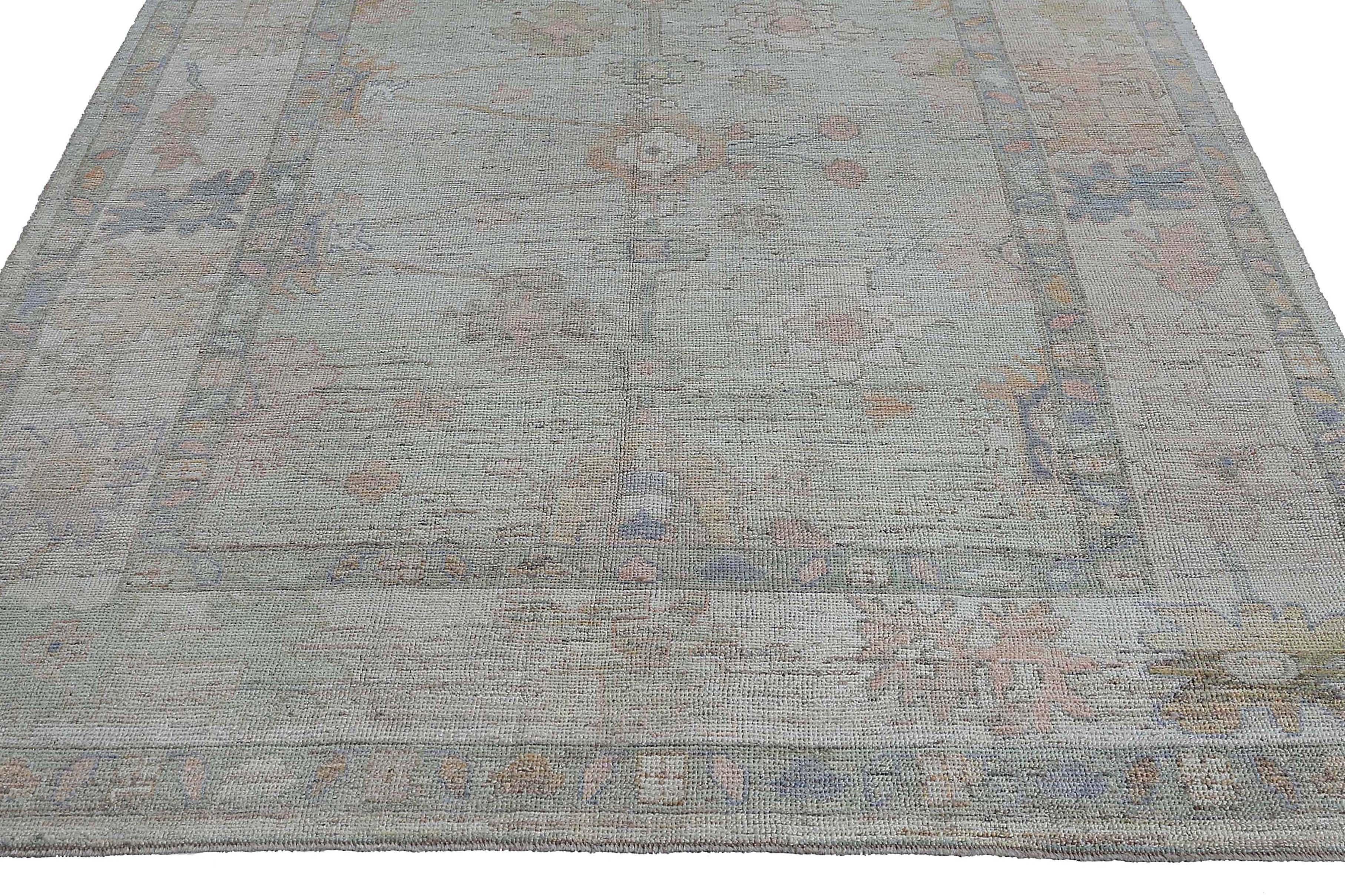 Turkish Oushak Rug with Coral Tones For Sale 3